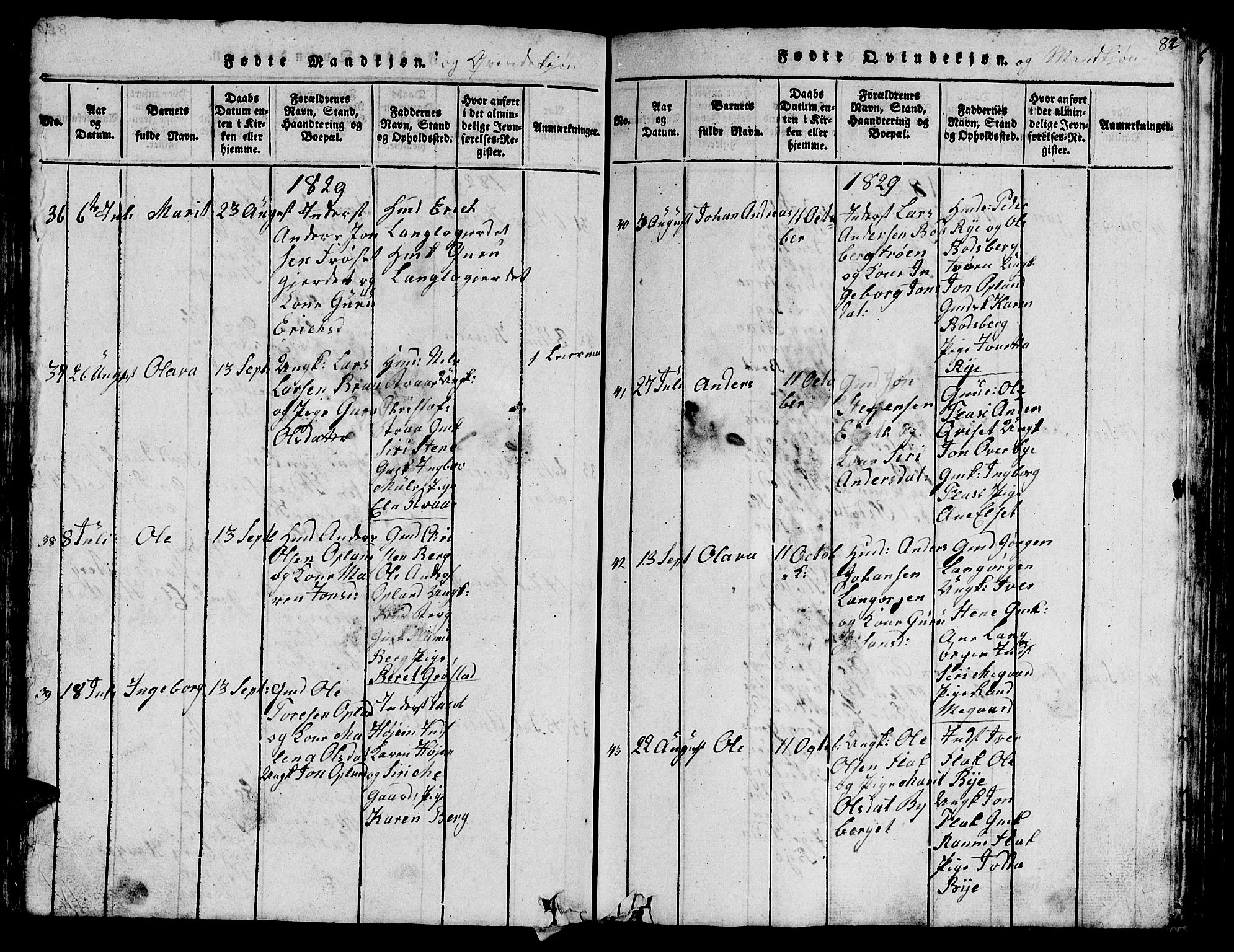 Ministerialprotokoller, klokkerbøker og fødselsregistre - Sør-Trøndelag, SAT/A-1456/612/L0385: Parish register (copy) no. 612C01, 1816-1845, p. 82
