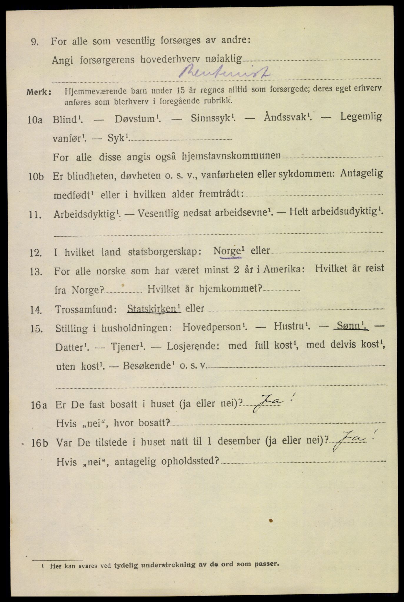 SAH, 1920 census for Lillehammer, 1920, p. 5821