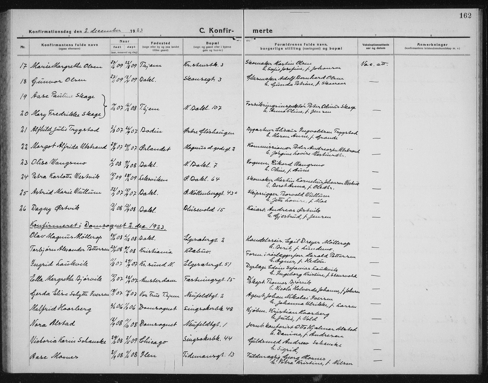 Ministerialprotokoller, klokkerbøker og fødselsregistre - Sør-Trøndelag, SAT/A-1456/604/L0227: Parish register (copy) no. 604C10, 1923-1942, p. 162