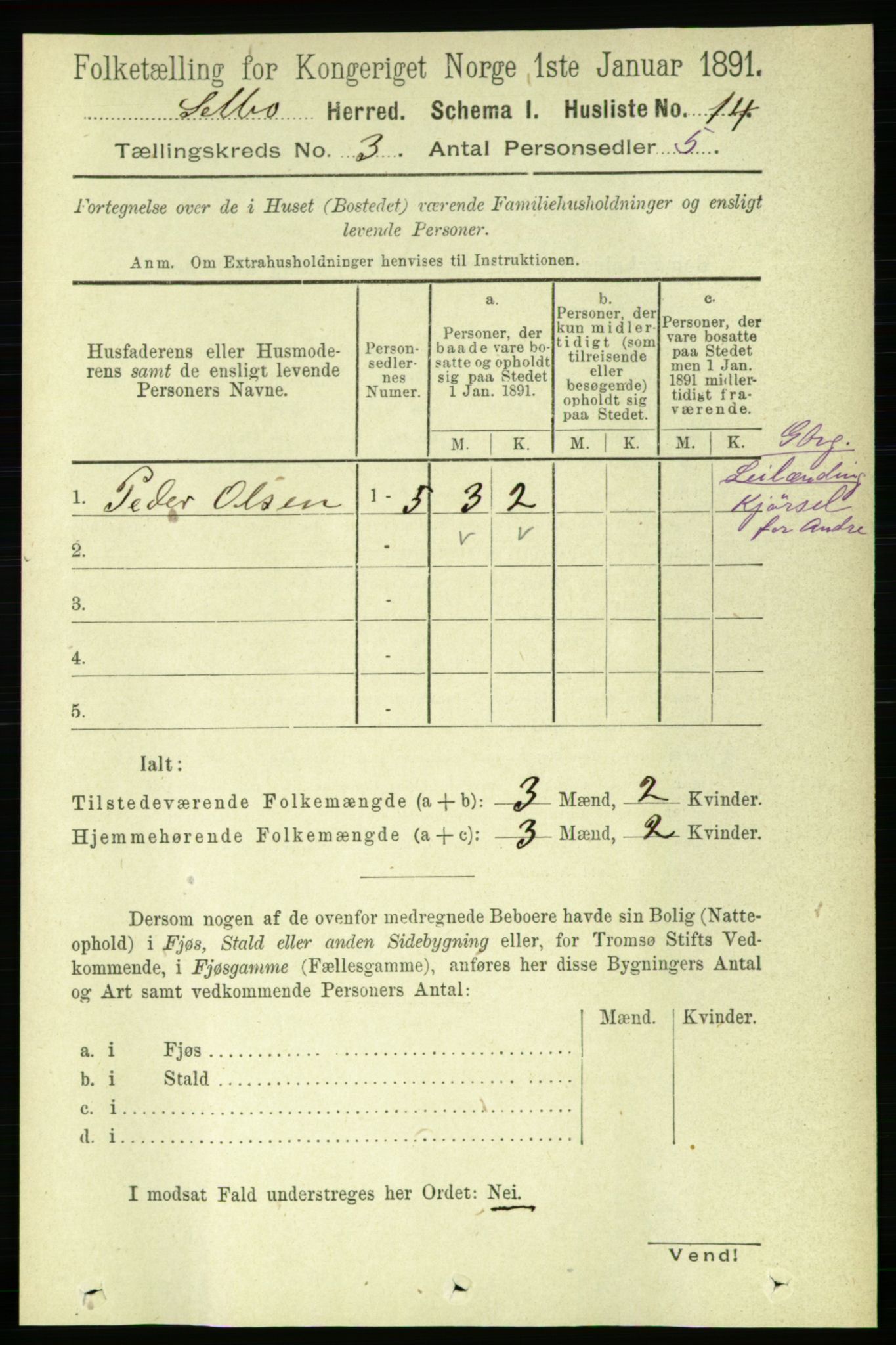 RA, 1891 census for 1664 Selbu, 1891, p. 589