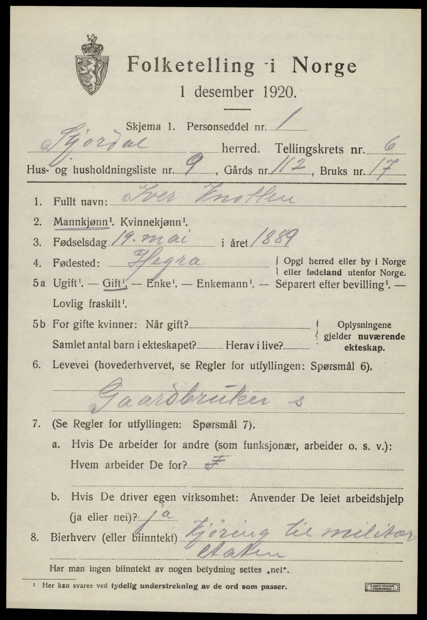 SAT, 1920 census for Stjørdal, 1920, p. 6728