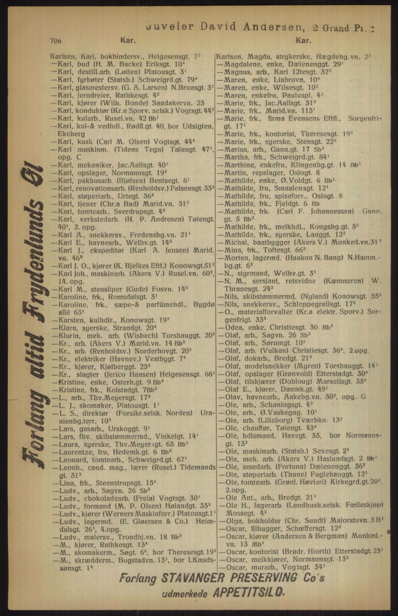 Kristiania/Oslo adressebok, PUBL/-, 1915, p. 706