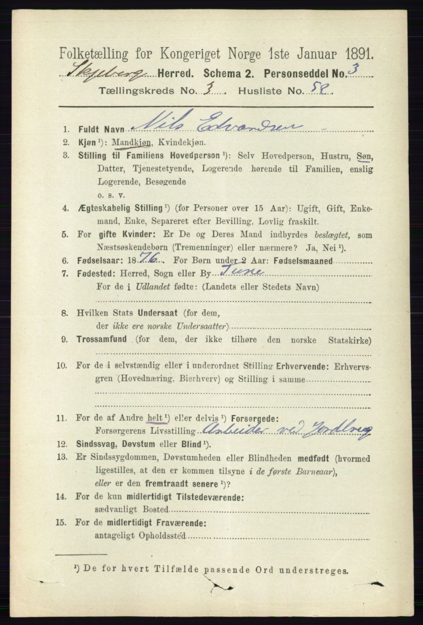 RA, 1891 census for 0115 Skjeberg, 1891, p. 1800