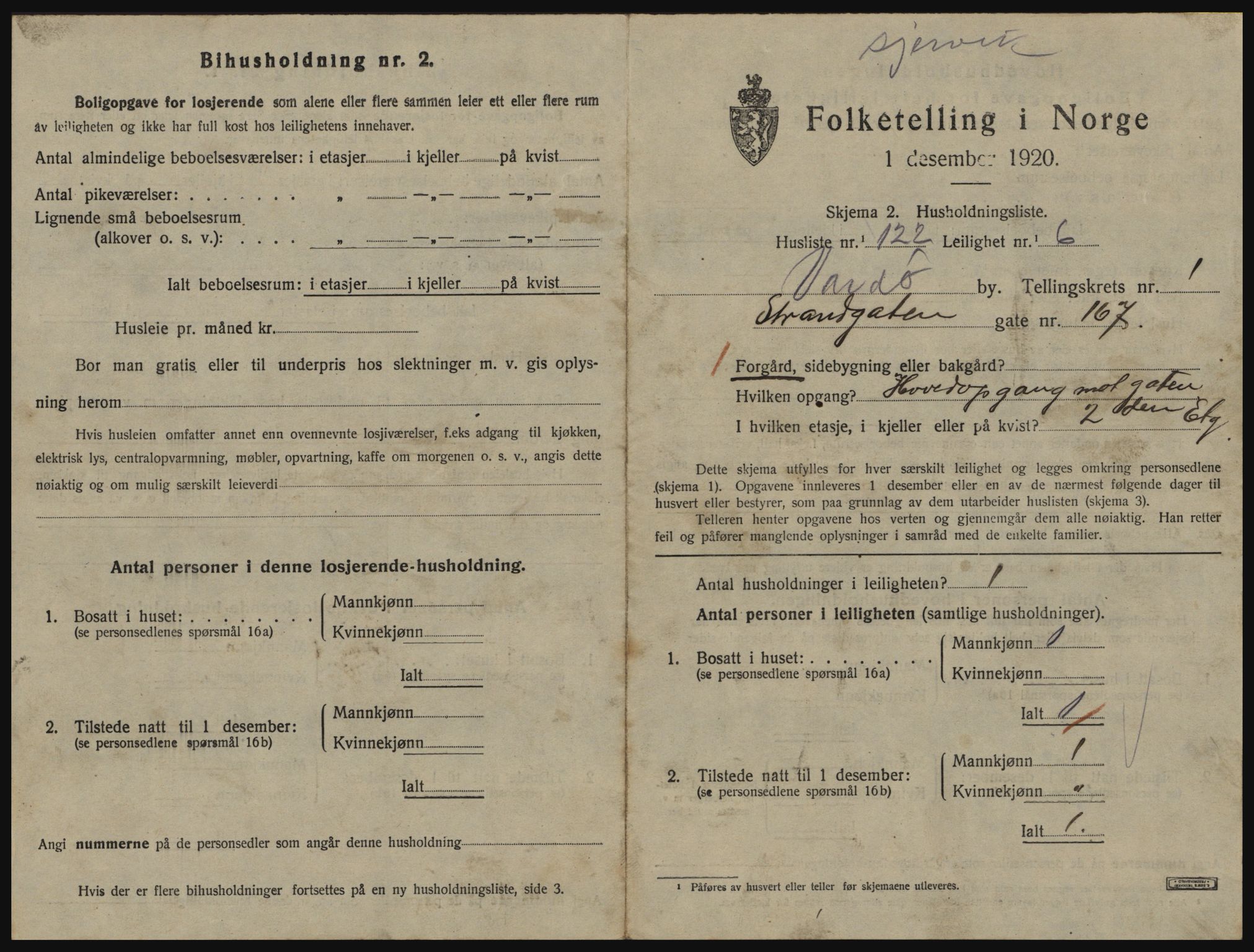 SATØ, 1920 census for Vardø, 1920, p. 1431