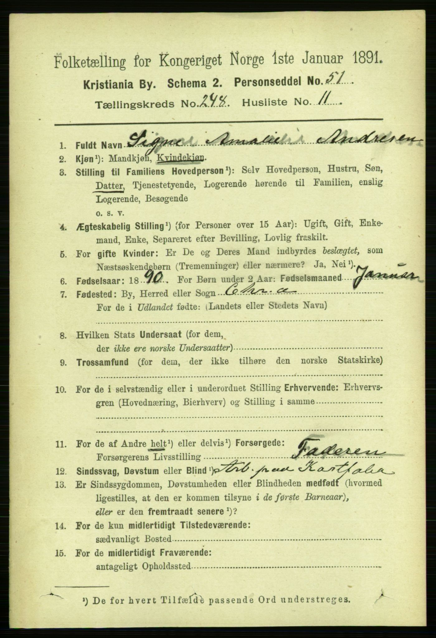 RA, 1891 census for 0301 Kristiania, 1891, p. 151622