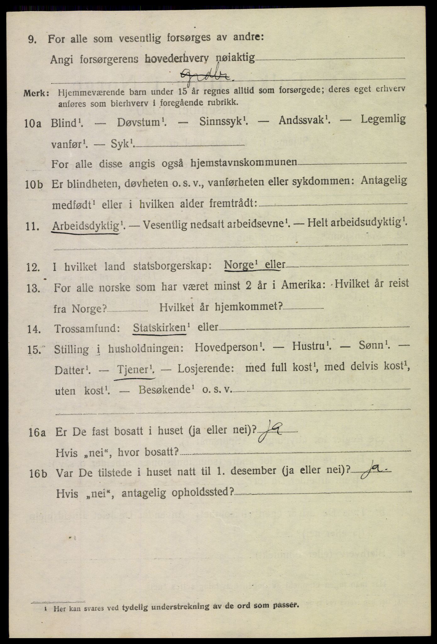 SAH, 1920 census for Nordre Land, 1920, p. 4501