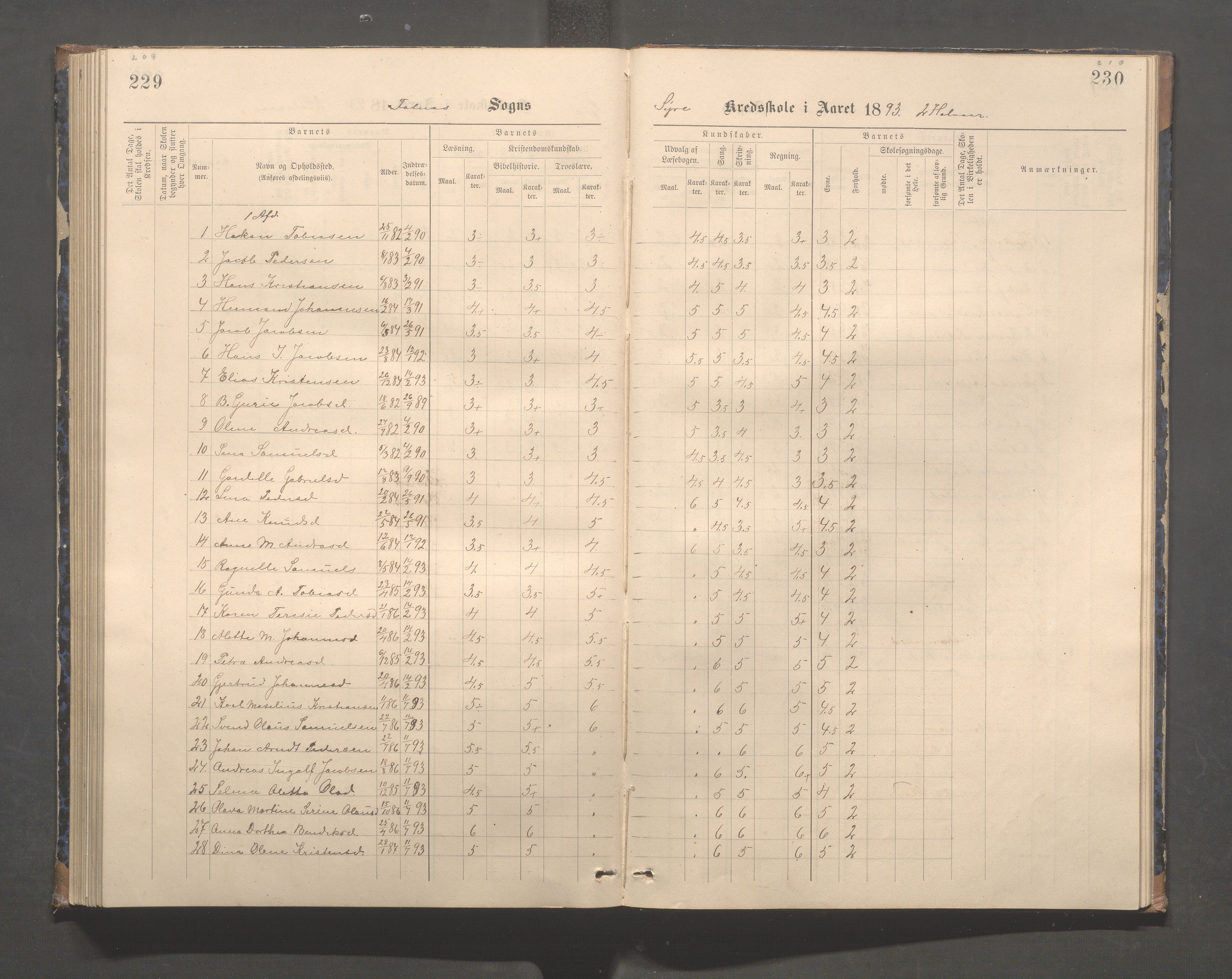 Skudenes kommune - Syre - Høynes skole, IKAR/A-307/H/L0005: Skoleprotokoll - Syre - Høynes, 1886-1898, p. 209-210