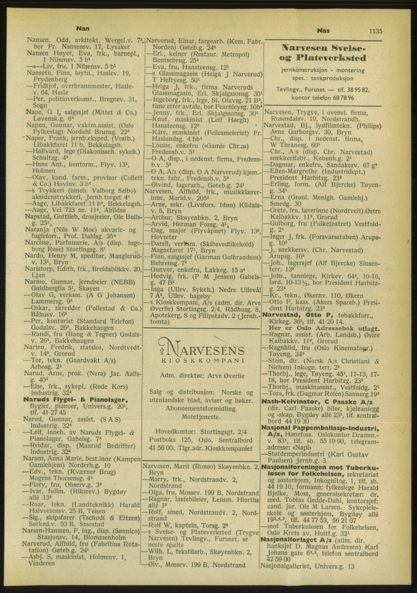 Kristiania/Oslo adressebok, PUBL/-, 1956-1957, p. 1135