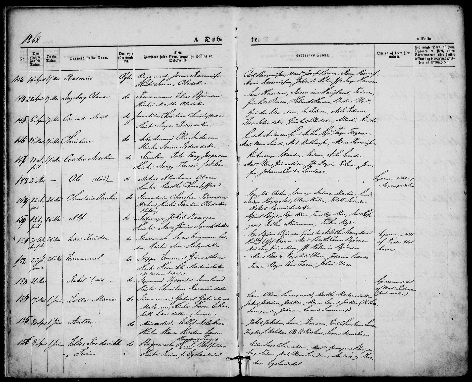 St. Petri sokneprestkontor, AV/SAST-A-101813/001/30/30BA/L0008: Parish register (official) no. A 8, 1868-1876, p. 5