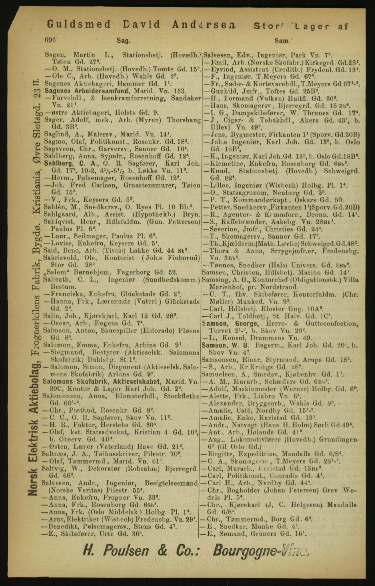 Kristiania/Oslo adressebok, PUBL/-, 1900, p. 696