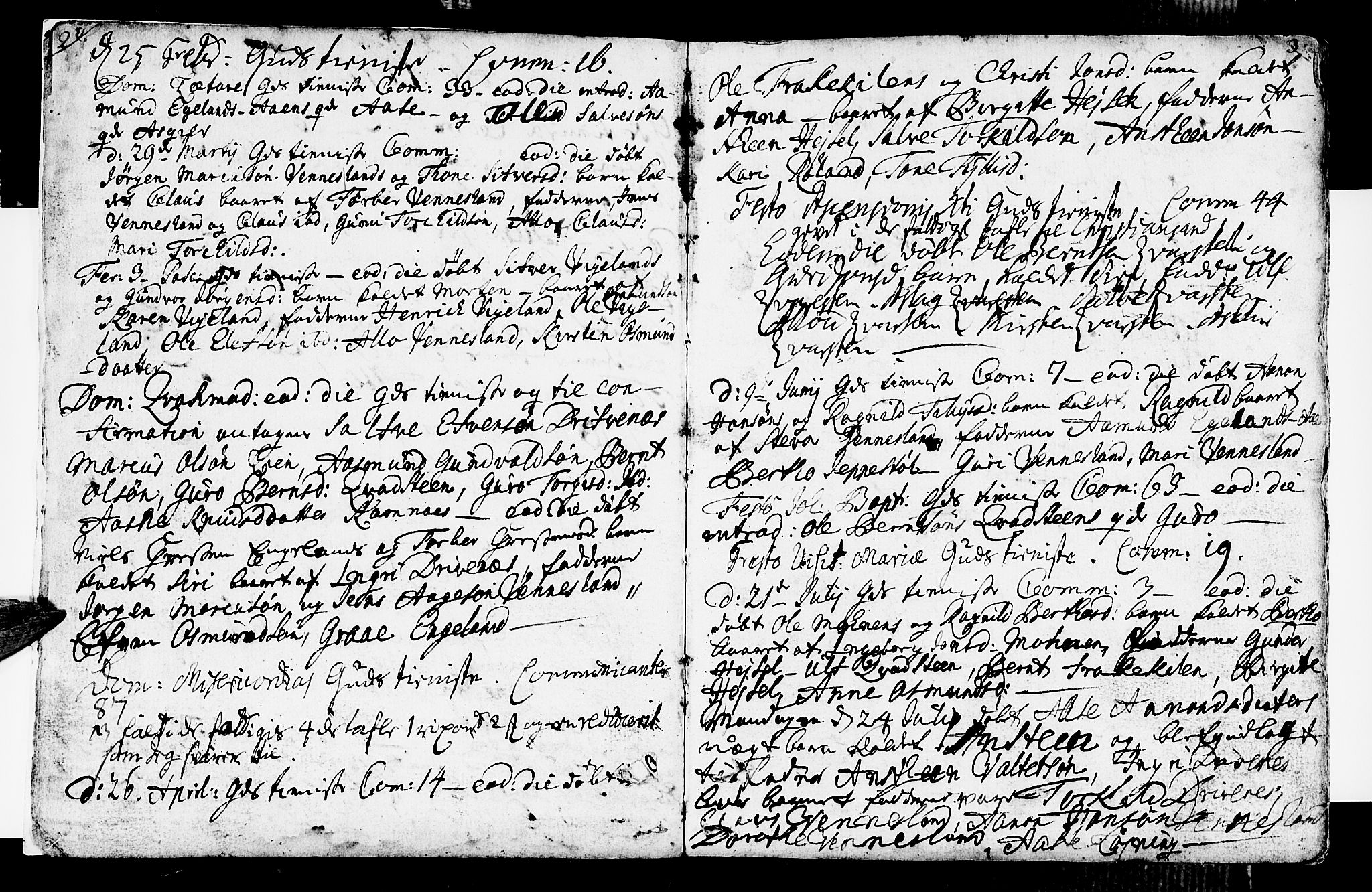 Vennesla sokneprestkontor, SAK/1111-0045/Fa/Fab/L0001: Parish register (official) no. A 1, 1741-1794, p. 2-3