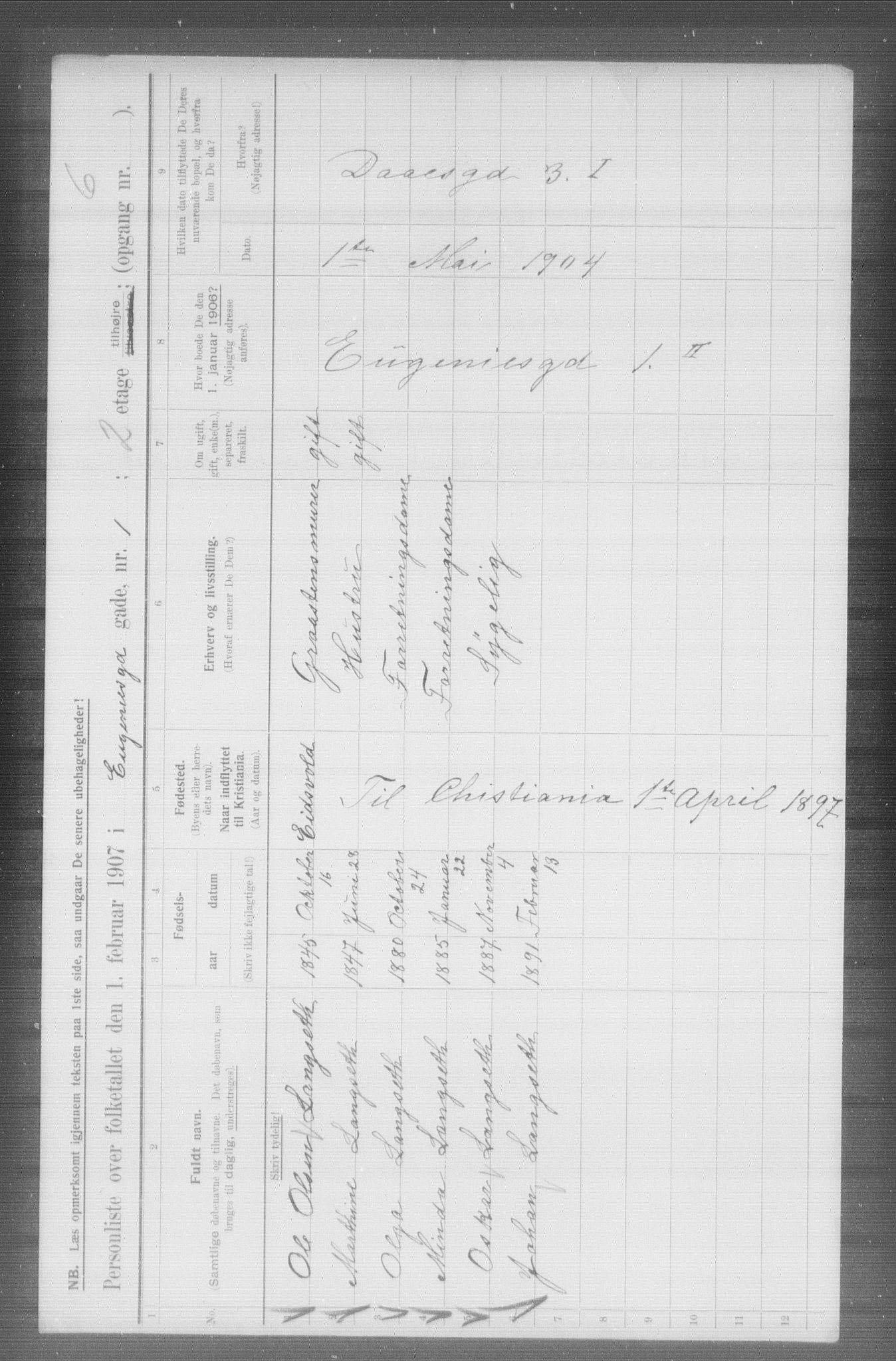 OBA, Municipal Census 1907 for Kristiania, 1907, p. 11432