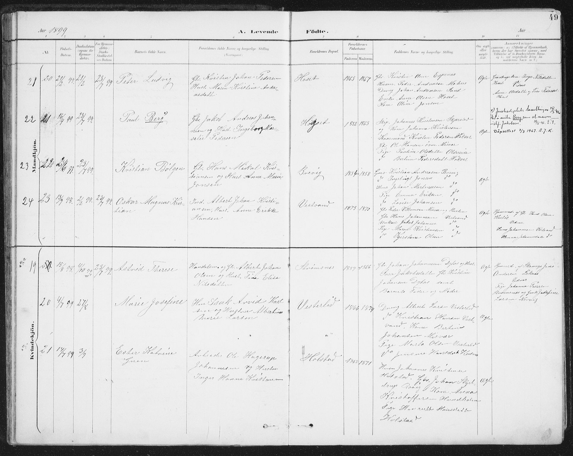 Ministerialprotokoller, klokkerbøker og fødselsregistre - Nordland, AV/SAT-A-1459/852/L0741: Parish register (official) no. 852A11, 1894-1917, p. 49