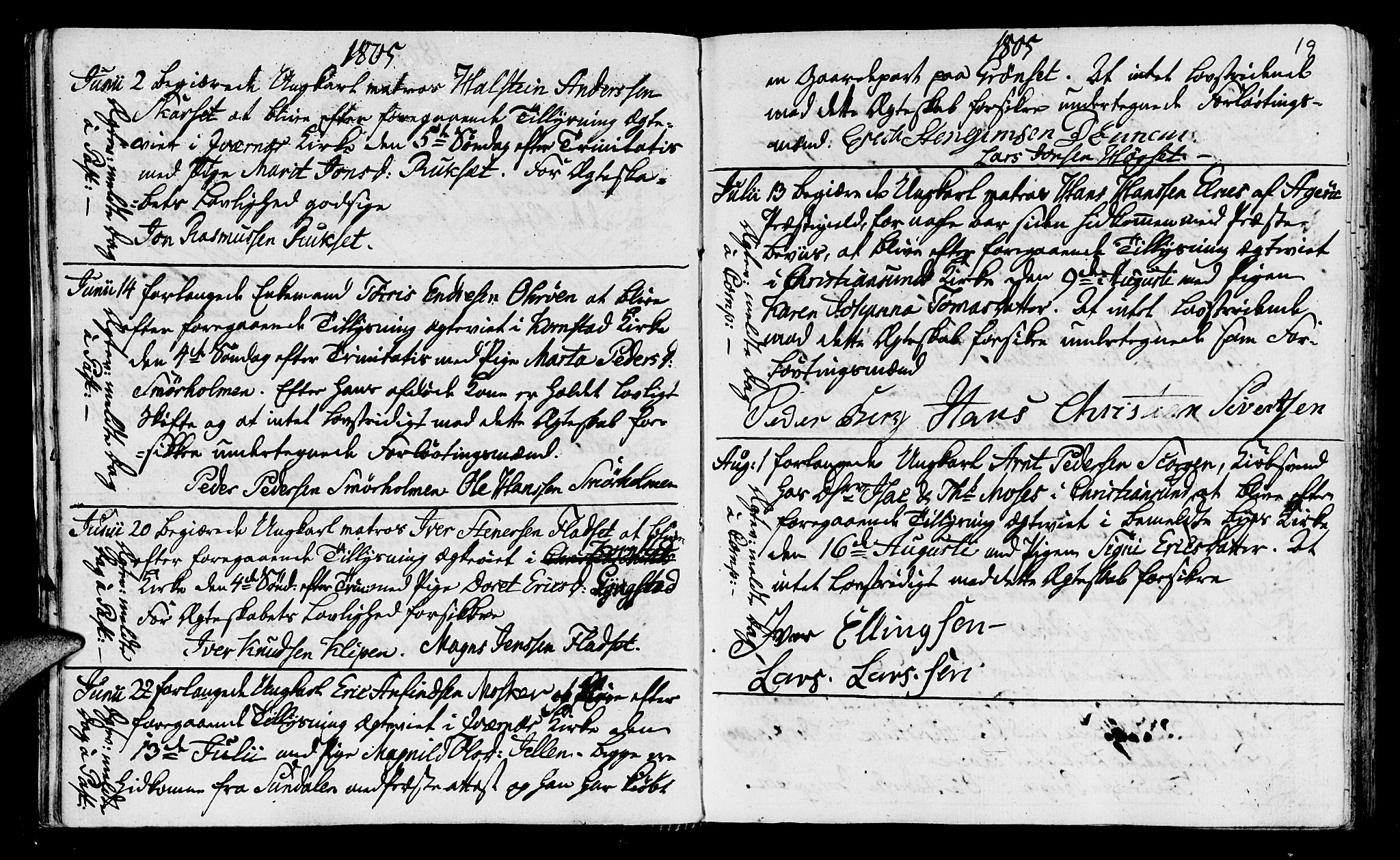 Ministerialprotokoller, klokkerbøker og fødselsregistre - Møre og Romsdal, AV/SAT-A-1454/568/L0795: Parish register (official) no. 568A04, 1802-1845, p. 19