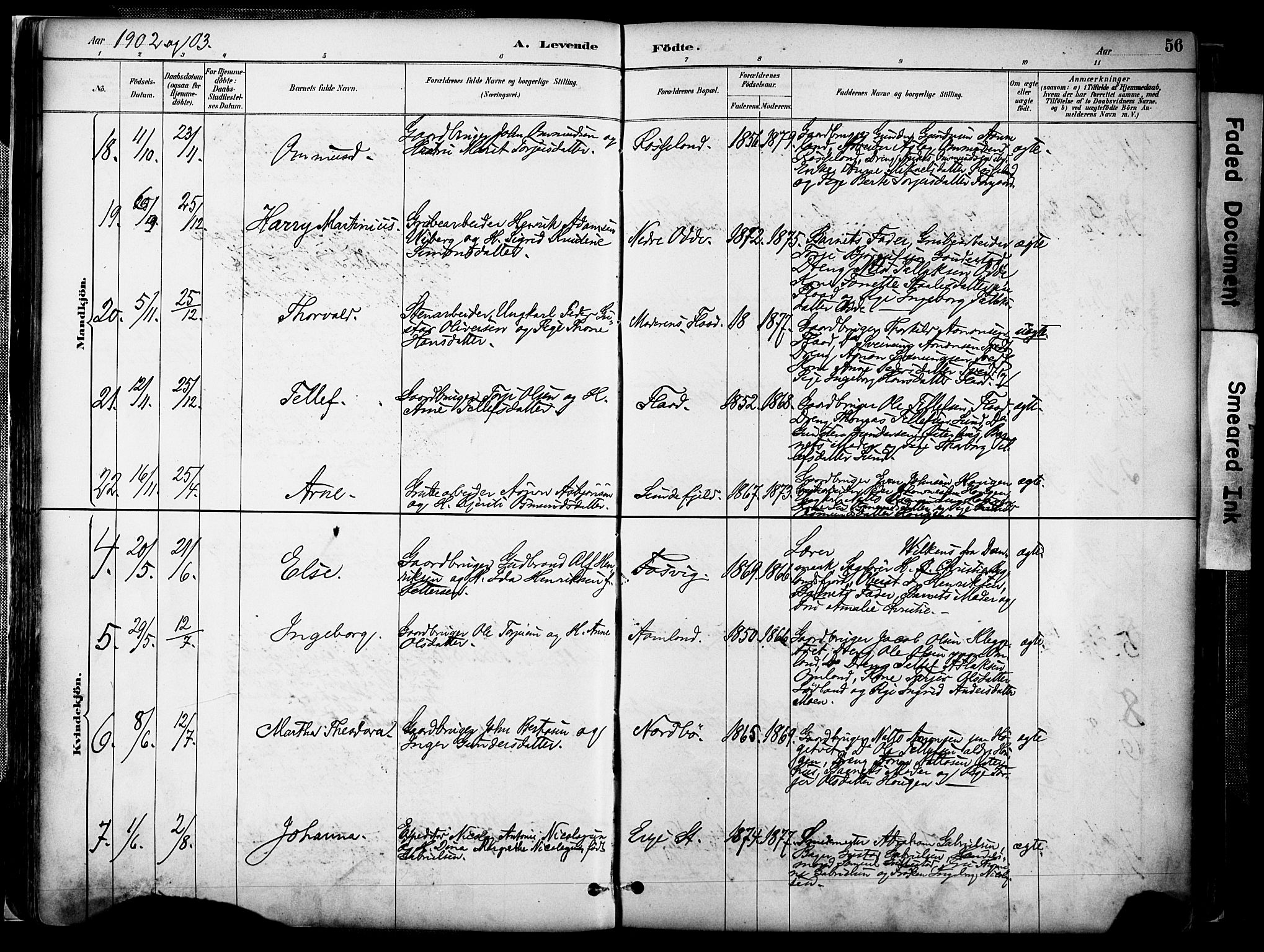 Evje sokneprestkontor, AV/SAK-1111-0008/F/Fa/Faa/L0007: Parish register (official) no. A 7, 1884-1909, p. 56