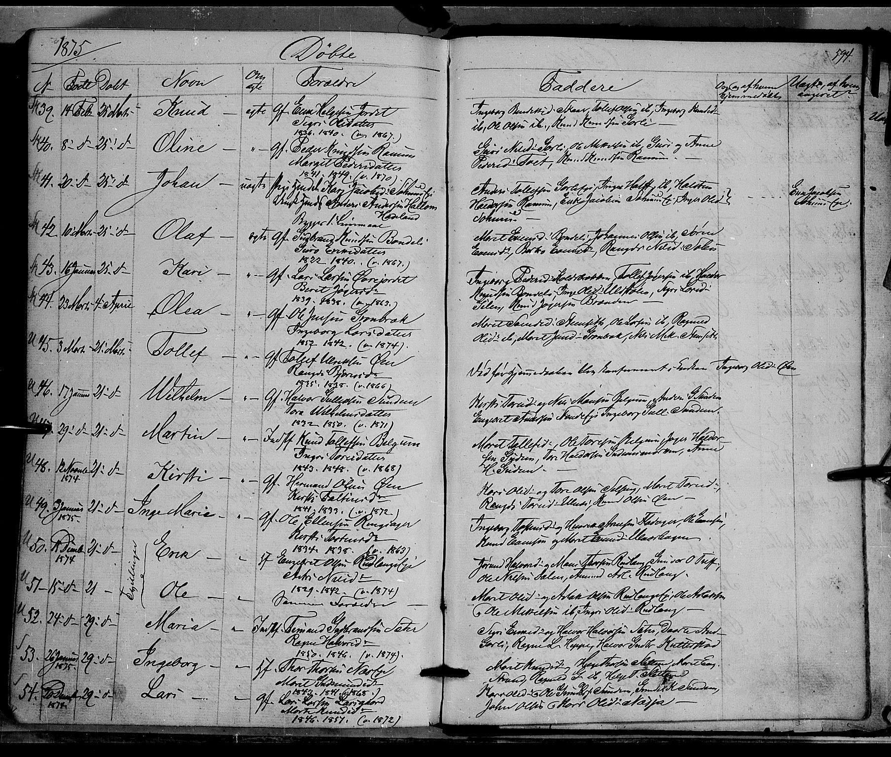 Nord-Aurdal prestekontor, AV/SAH-PREST-132/H/Ha/Haa/L0008: Parish register (official) no. 8, 1863-1875, p. 594