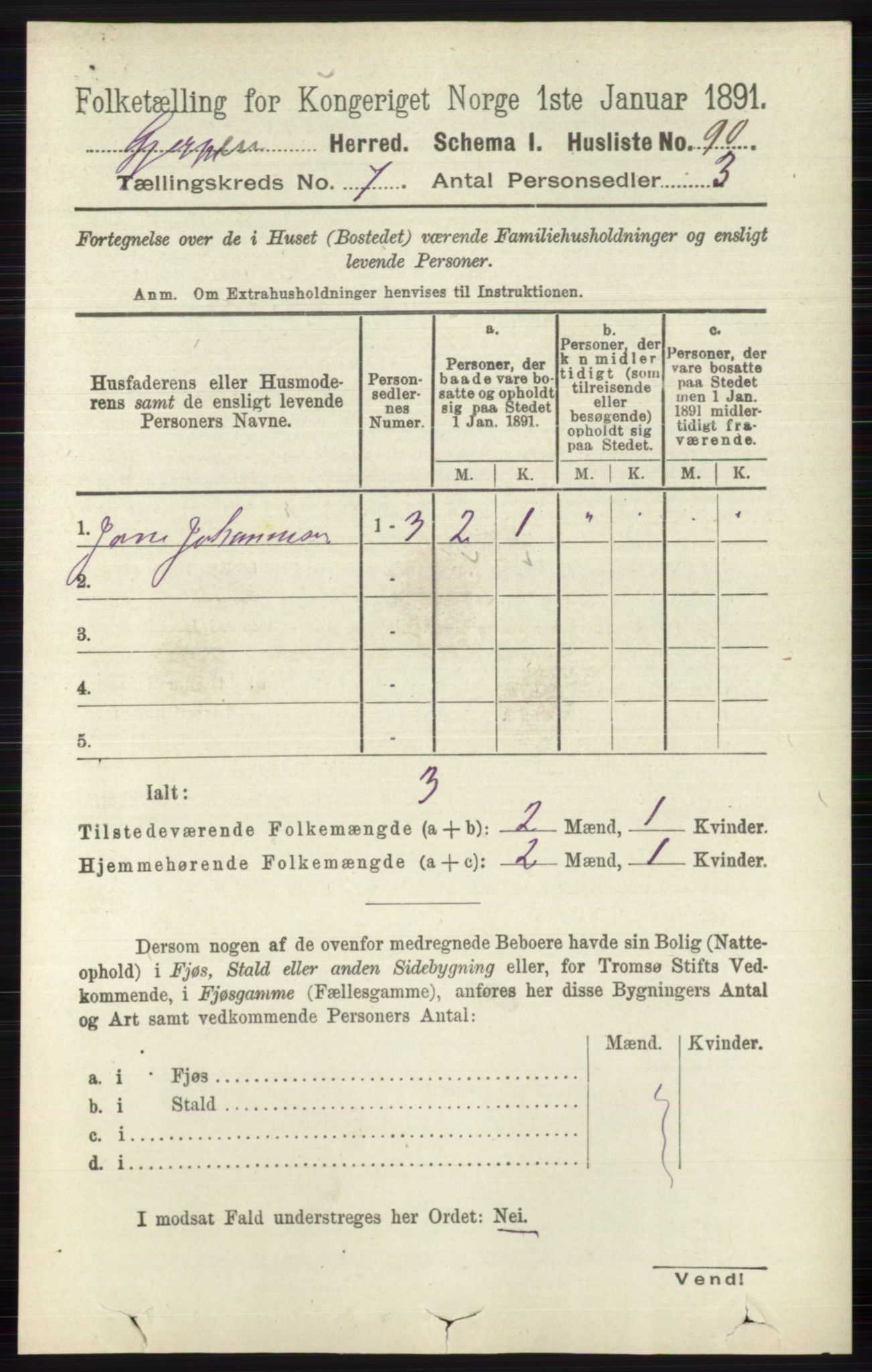 RA, 1891 census for 0812 Gjerpen, 1891, p. 3398