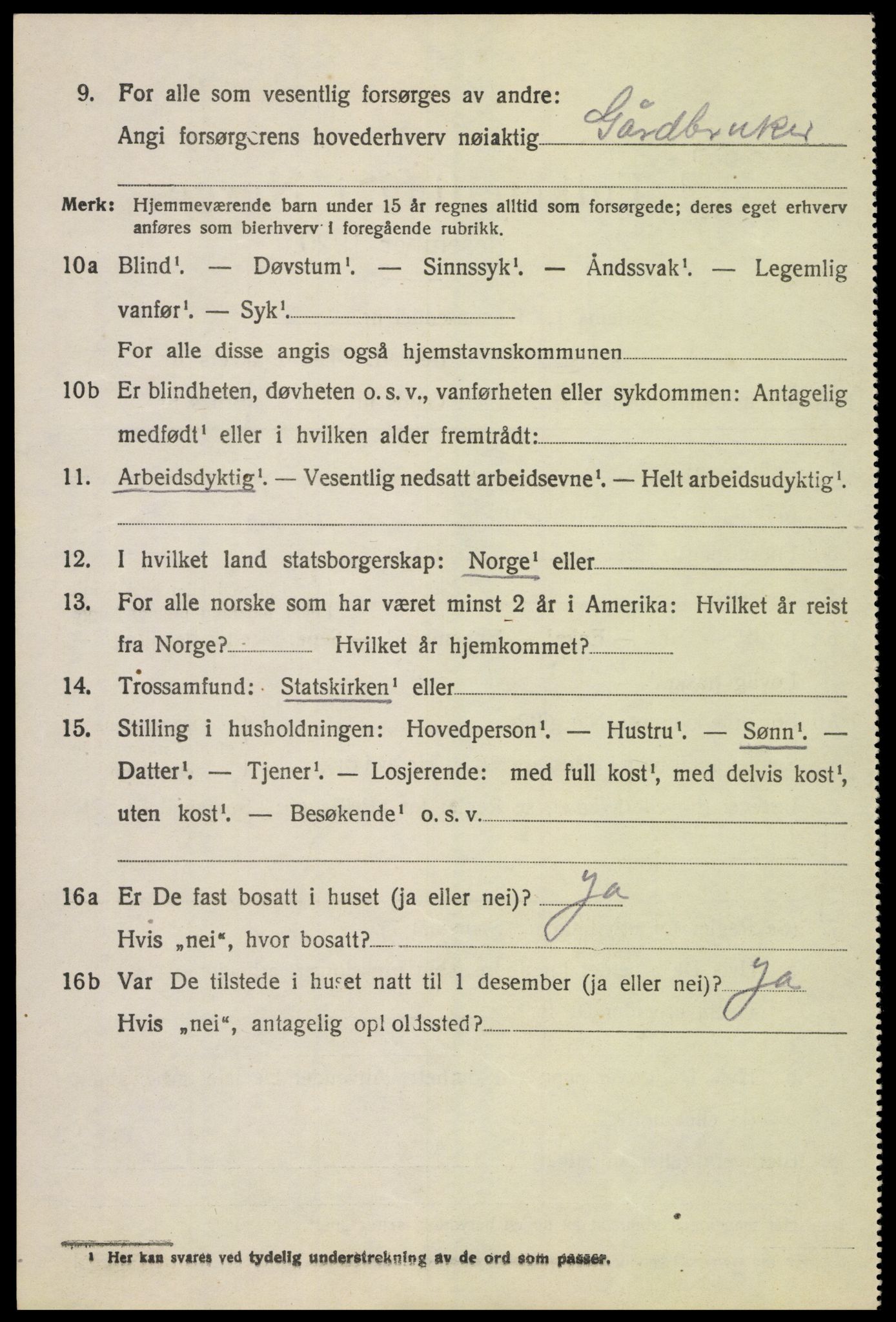 SAH, 1920 census for Biri, 1920, p. 2030