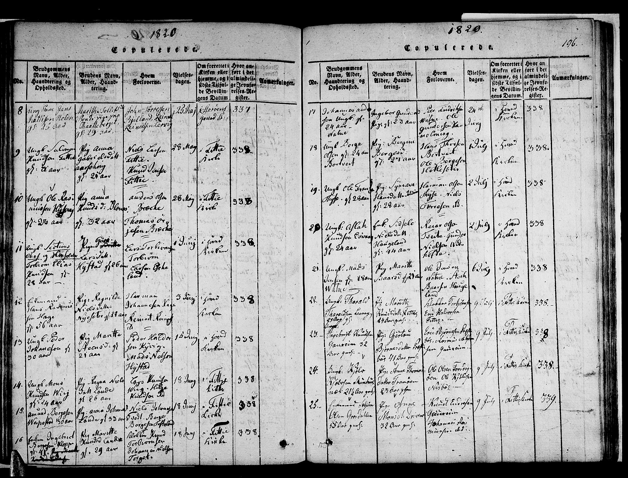 Stord sokneprestembete, AV/SAB-A-78201/H/Haa: Parish register (official) no. A 5, 1816-1825, p. 196