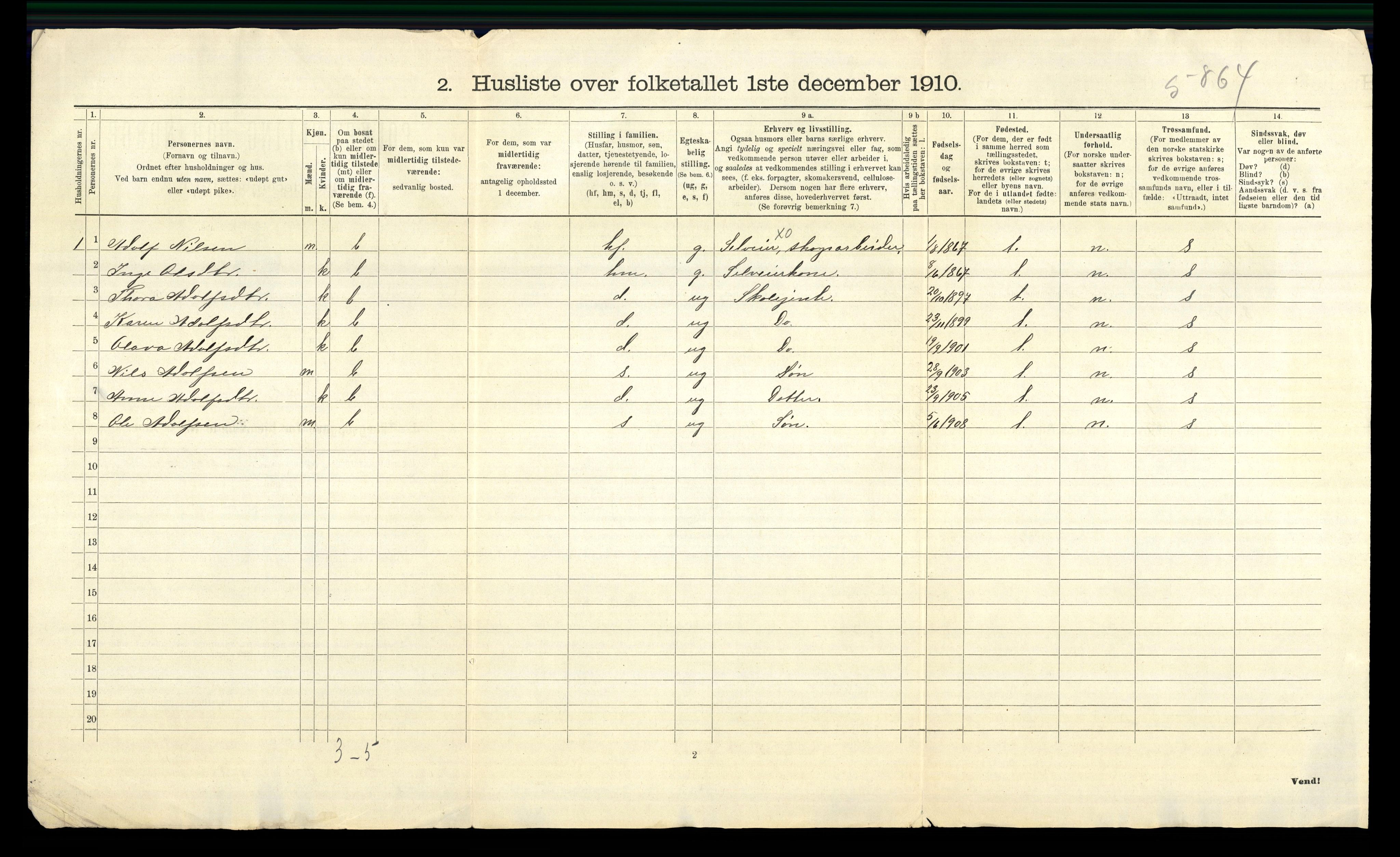 RA, 1910 census for Nord-Odal, 1910, p. 48