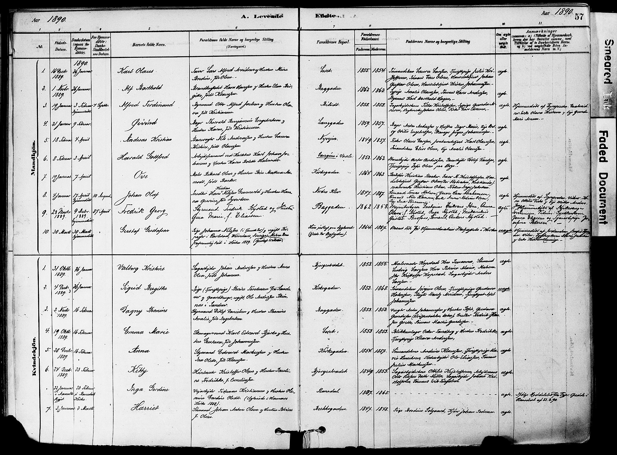 Holmestrand kirkebøker, AV/SAKO-A-346/F/Fa/L0004: Parish register (official) no. 4, 1880-1901, p. 57