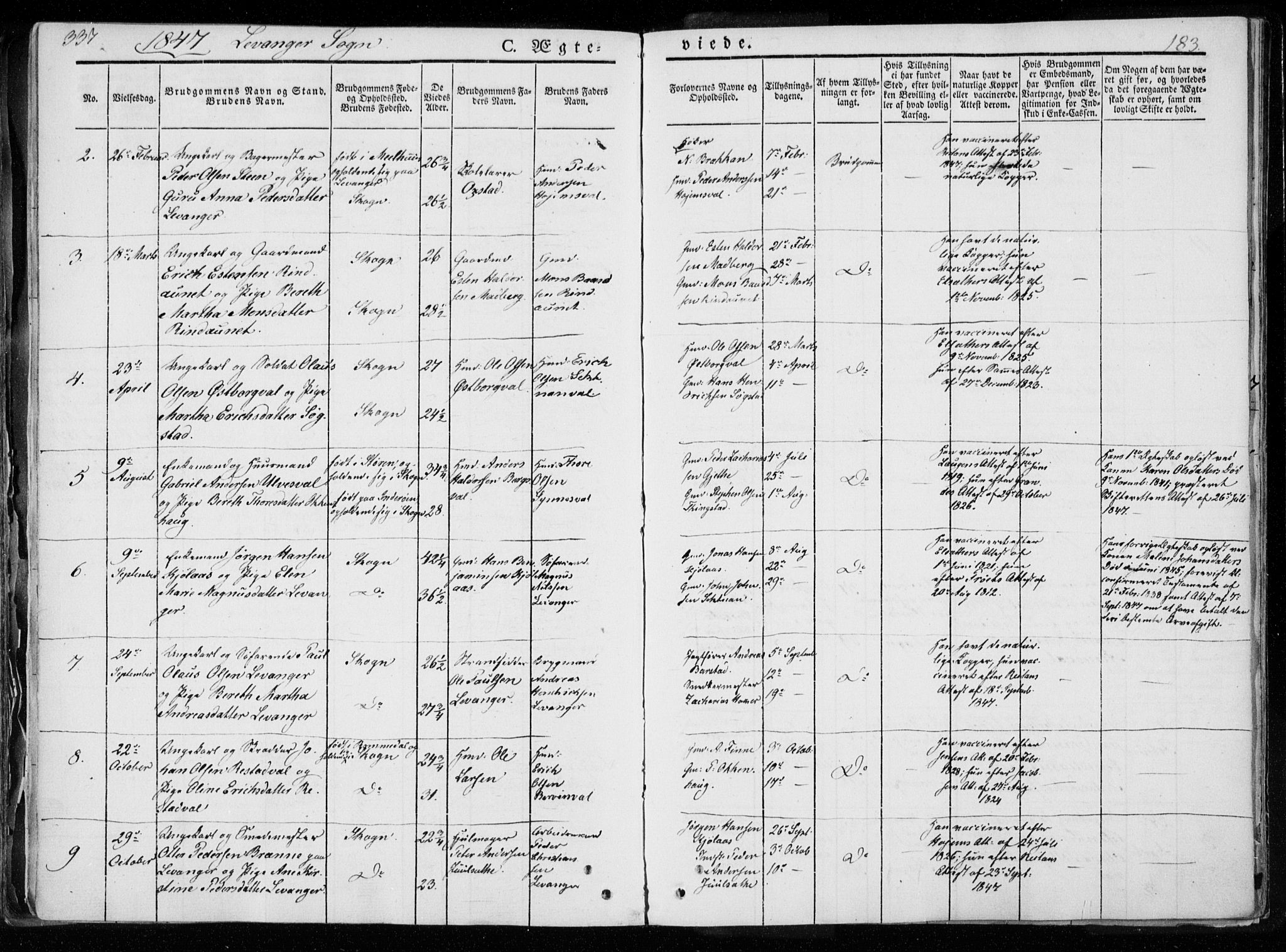 Ministerialprotokoller, klokkerbøker og fødselsregistre - Nord-Trøndelag, SAT/A-1458/720/L0183: Parish register (official) no. 720A01, 1836-1855, p. 183