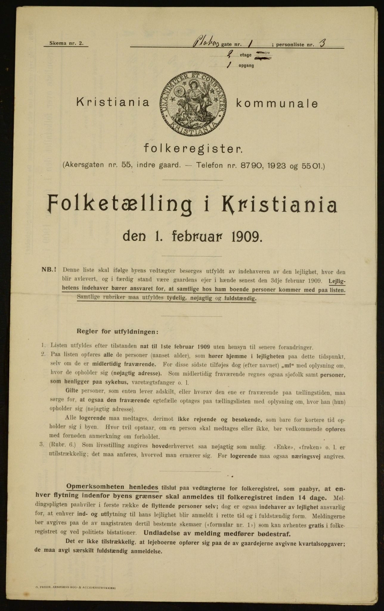 OBA, Municipal Census 1909 for Kristiania, 1909, p. 72650