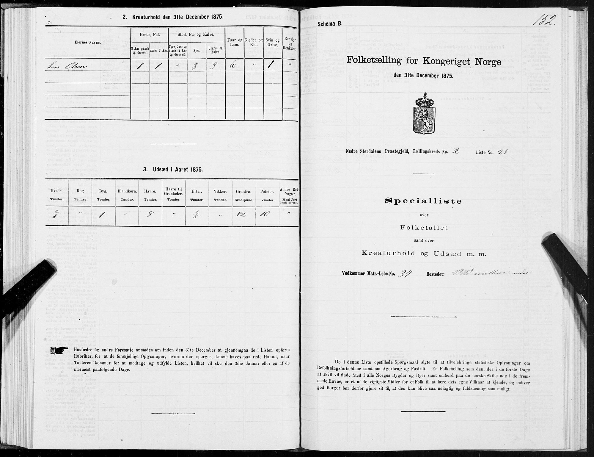 SAT, 1875 census for 1714P Nedre Stjørdal, 1875, p. 1152