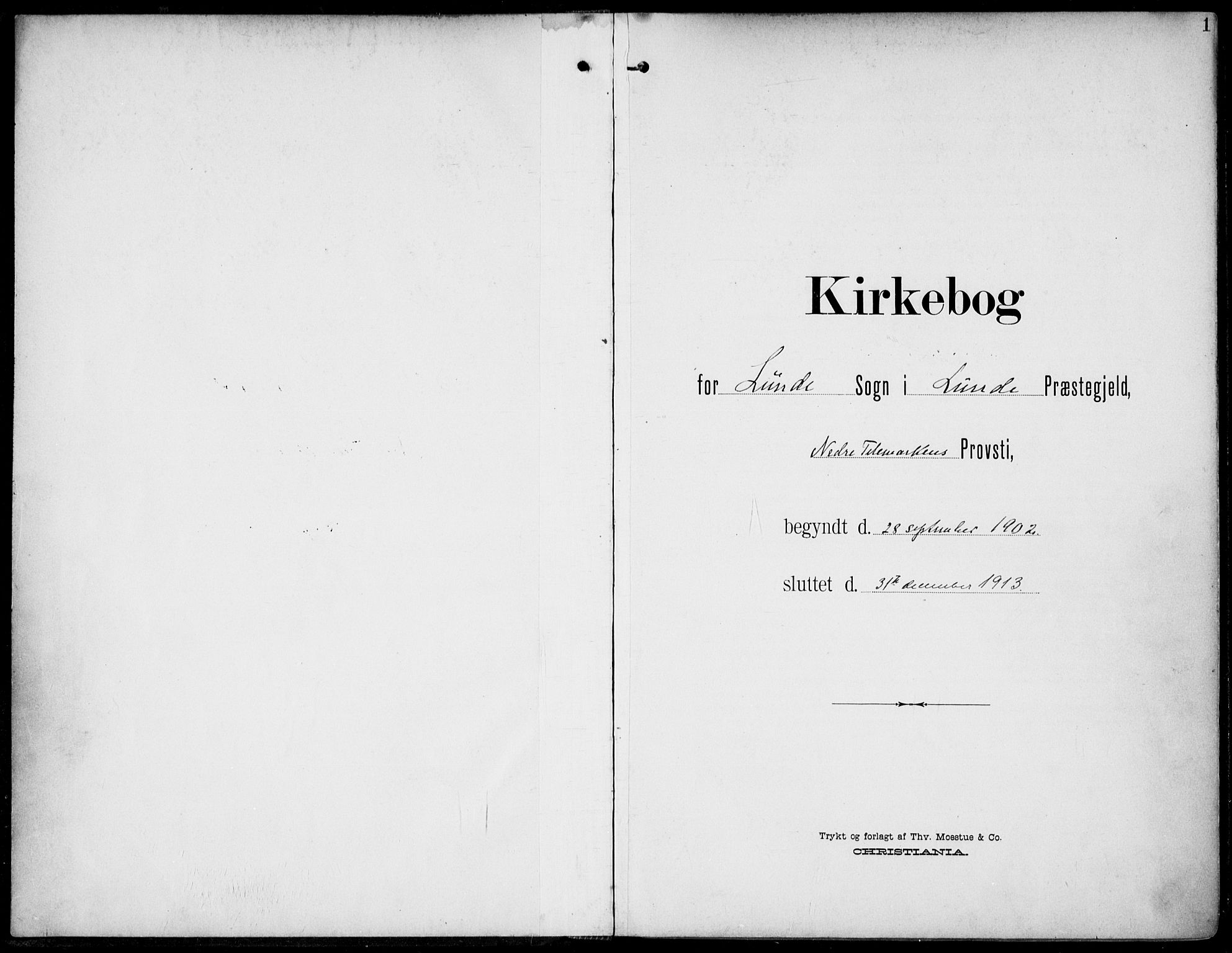 Lunde kirkebøker, SAKO/A-282/F/Fa/L0004: Parish register (official) no. I 4, 1902-1913, p. 1