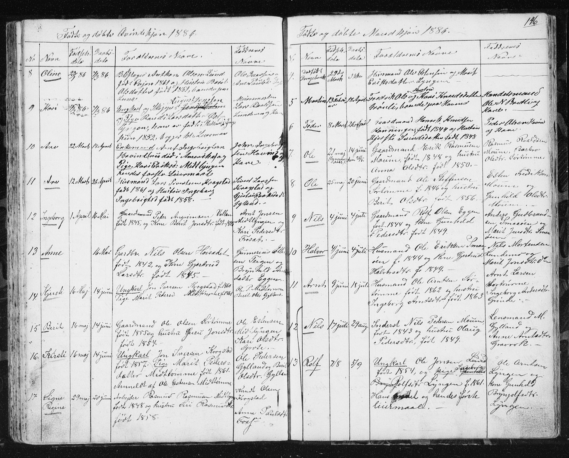 Ministerialprotokoller, klokkerbøker og fødselsregistre - Sør-Trøndelag, SAT/A-1456/692/L1110: Parish register (copy) no. 692C05, 1849-1889, p. 146