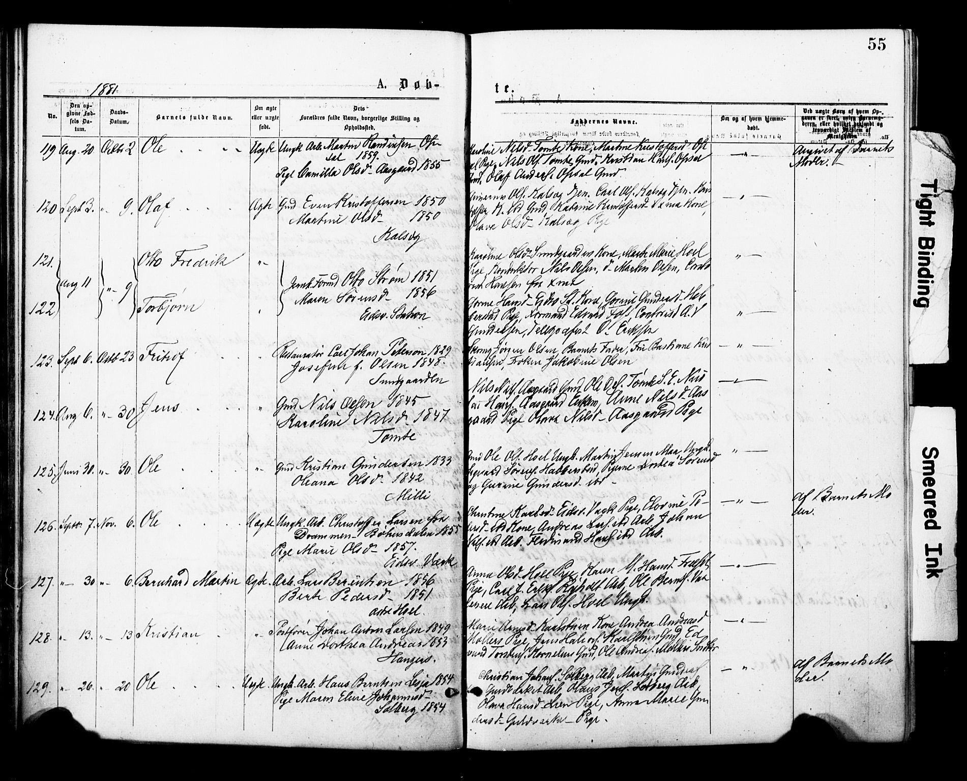 Eidsvoll prestekontor Kirkebøker, AV/SAO-A-10888/F/Fa/L0001: Parish register (official) no. I 1, 1877-1881, p. 55