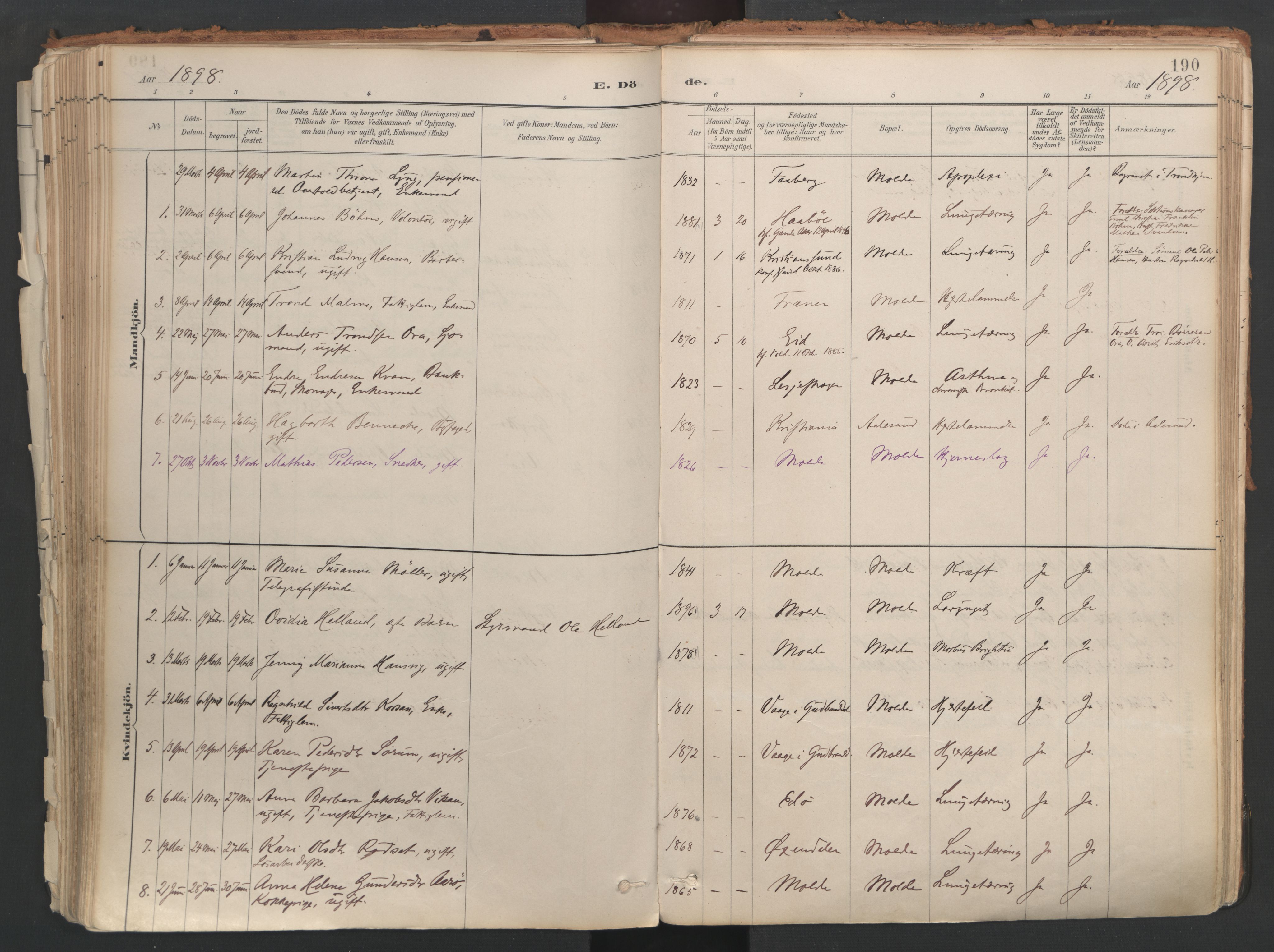 Ministerialprotokoller, klokkerbøker og fødselsregistre - Møre og Romsdal, AV/SAT-A-1454/558/L0692: Parish register (official) no. 558A06, 1887-1971, p. 190