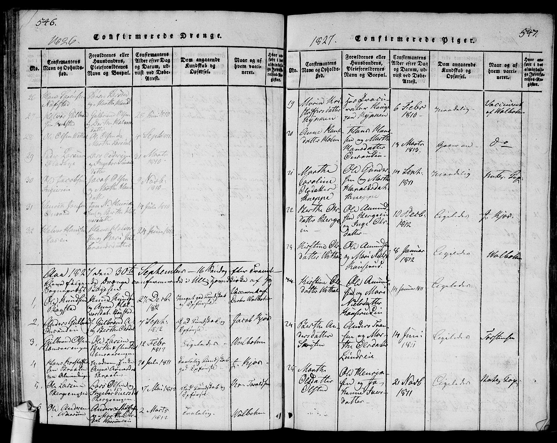 Ullensaker prestekontor Kirkebøker, AV/SAO-A-10236a/G/Ga/L0001: Parish register (copy) no. I 1, 1815-1835, p. 546-547