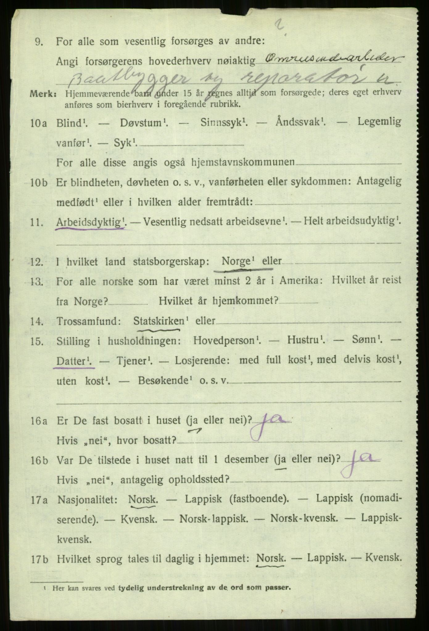 SATØ, 1920 census for Karlsøy, 1920, p. 4455