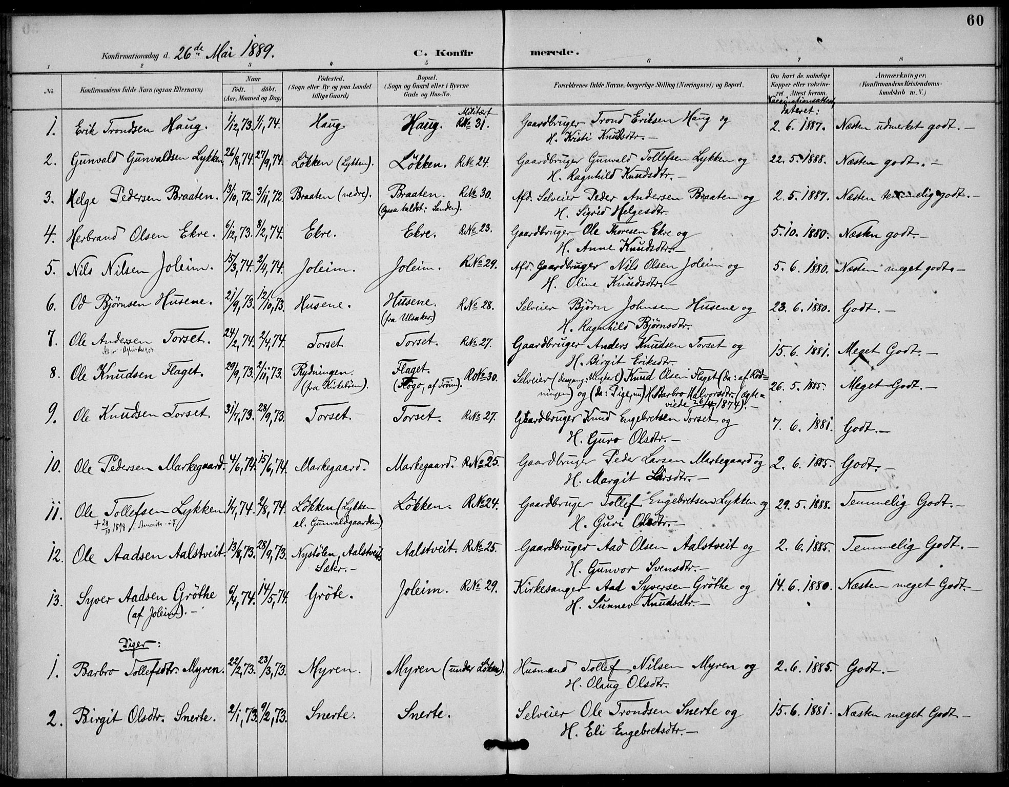 Gol kirkebøker, AV/SAKO-A-226/F/Fb/L0001: Parish register (official) no. II 1, 1887-1900, p. 60