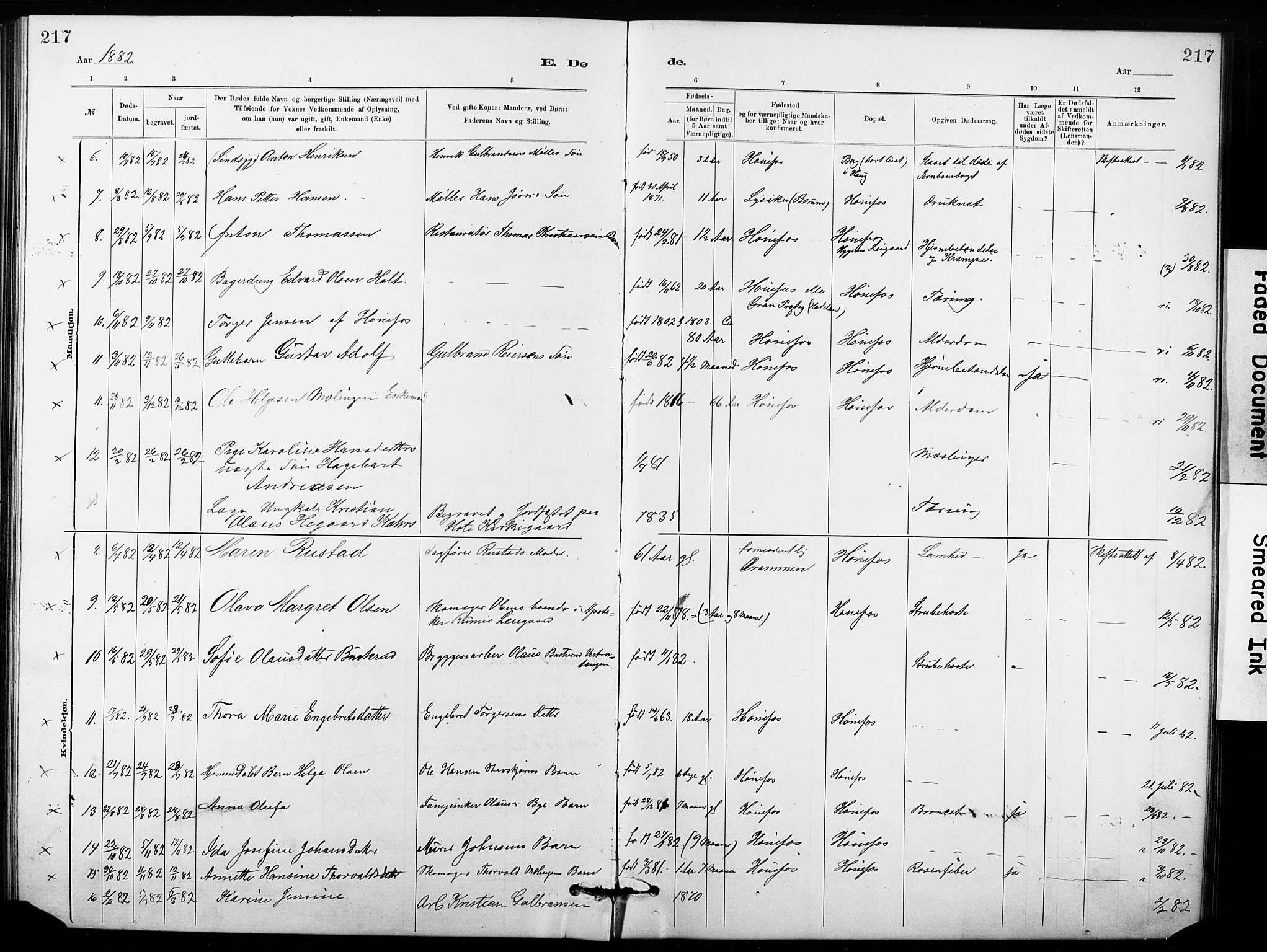 Hønefoss kirkebøker, AV/SAKO-A-609/G/Ga/L0001: Parish register (copy) no. 1, 1870-1887, p. 217