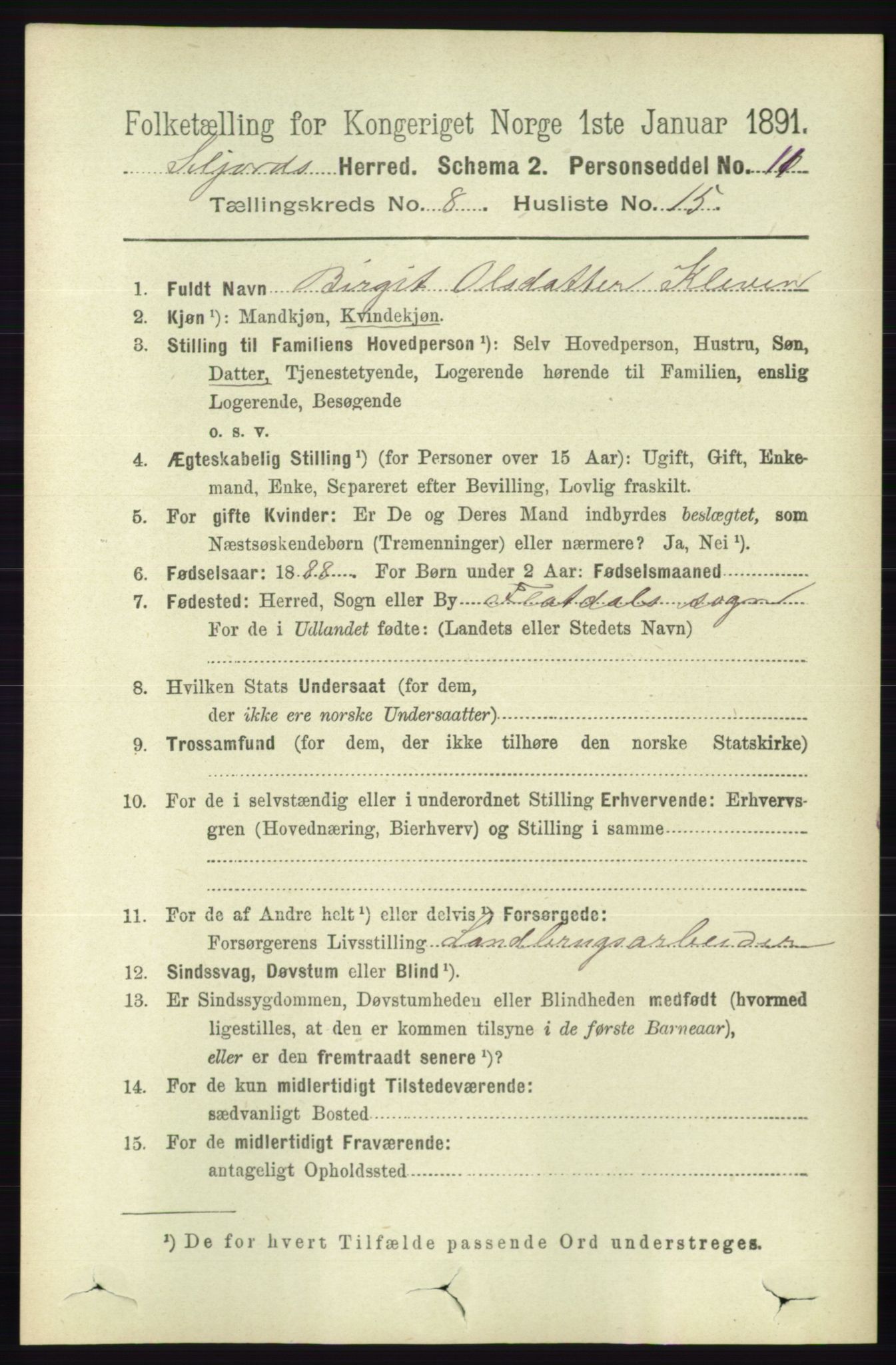 RA, 1891 census for 0828 Seljord, 1891, p. 2967