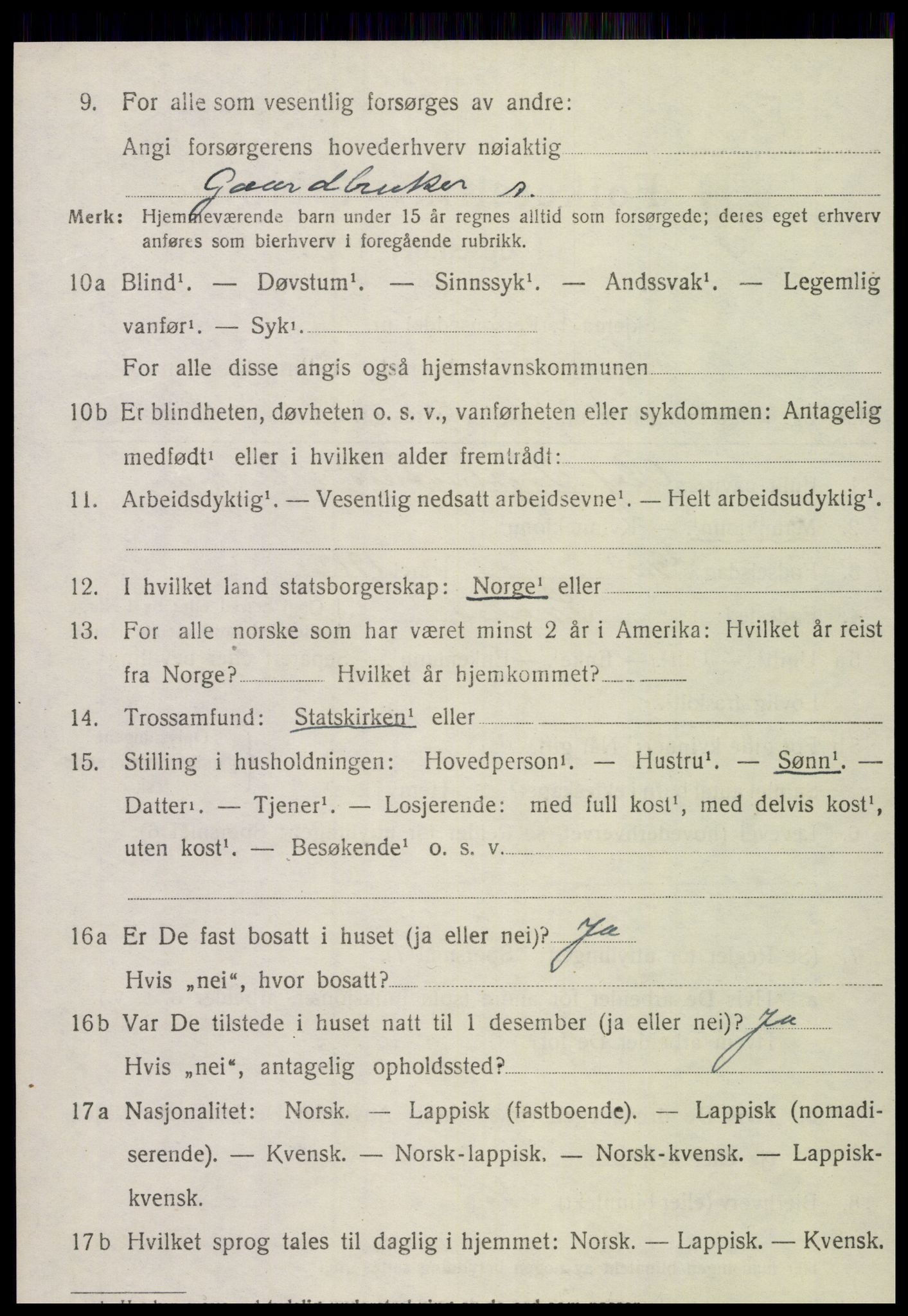 SAT, 1920 census for Snåsa, 1920, p. 5015