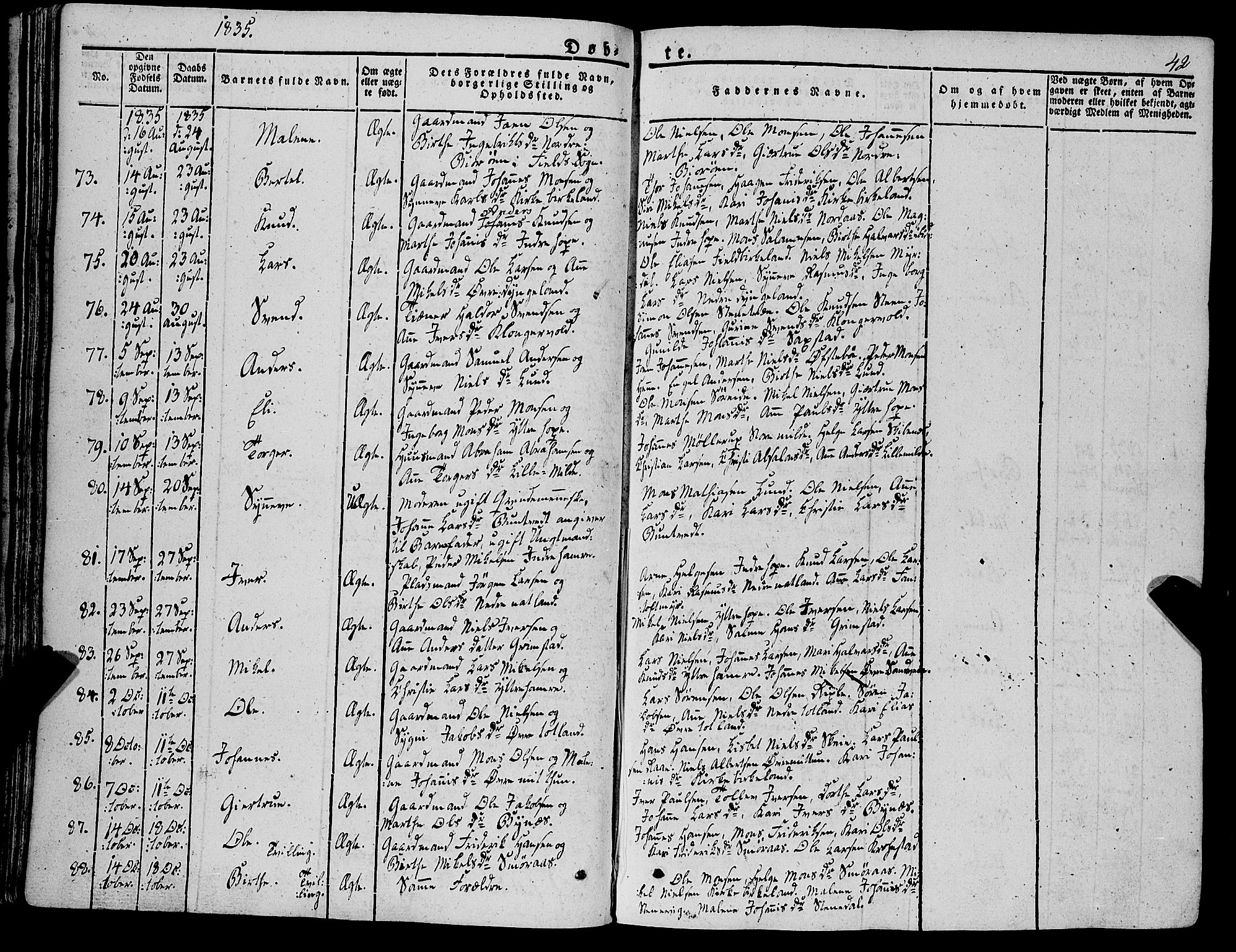 Fana Sokneprestembete, AV/SAB-A-75101/H/Haa/Haaa/L0008: Parish register (official) no. A 8, 1829-1851, p. 42