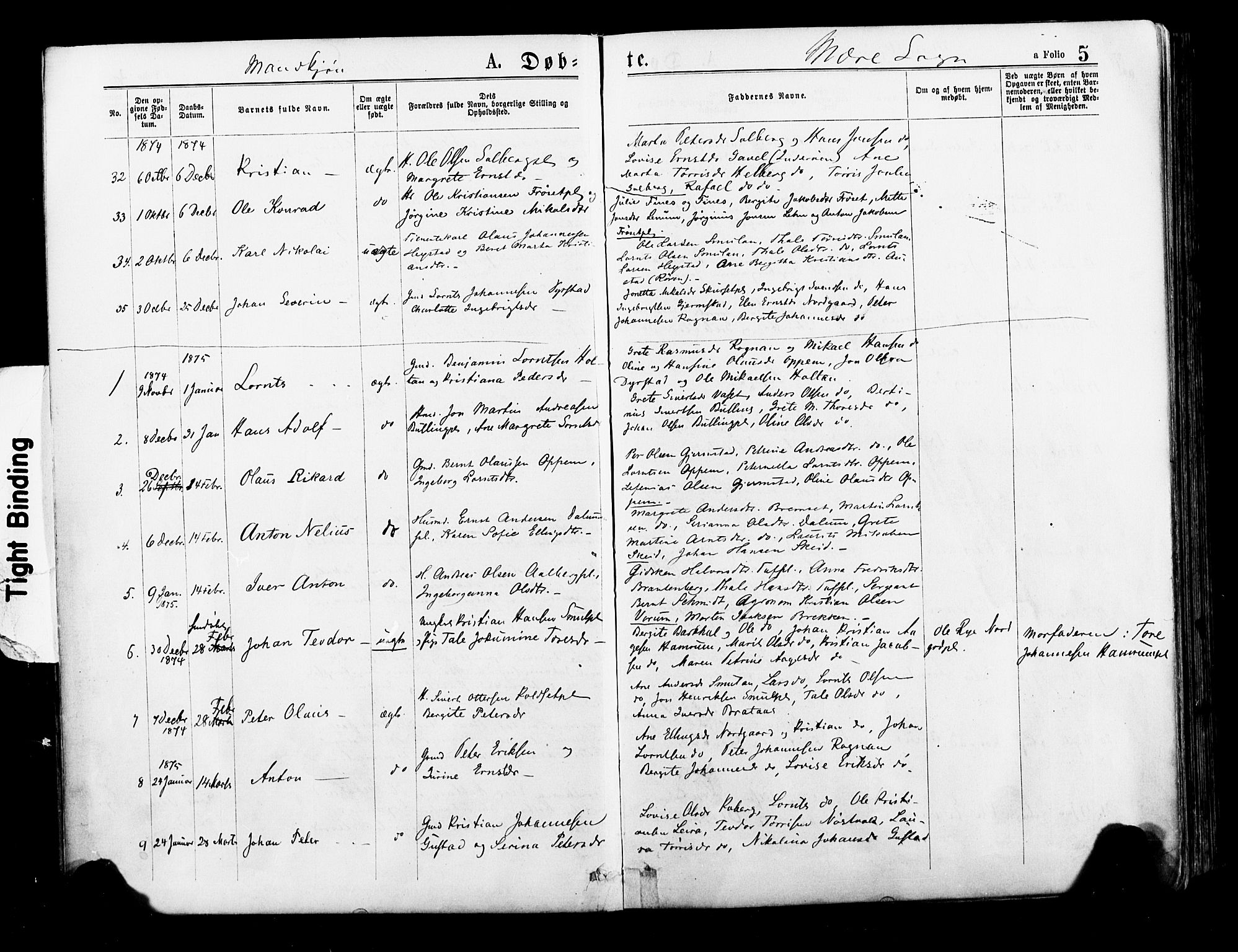 Ministerialprotokoller, klokkerbøker og fødselsregistre - Nord-Trøndelag, SAT/A-1458/735/L0348: Parish register (official) no. 735A09 /1, 1873-1883, p. 5
