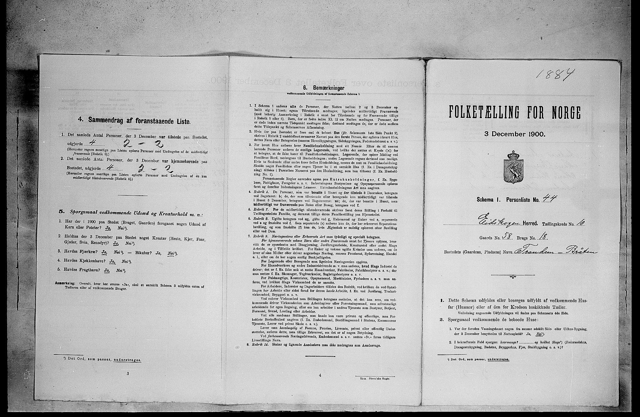 SAH, 1900 census for Eidskog, 1900, p. 1309