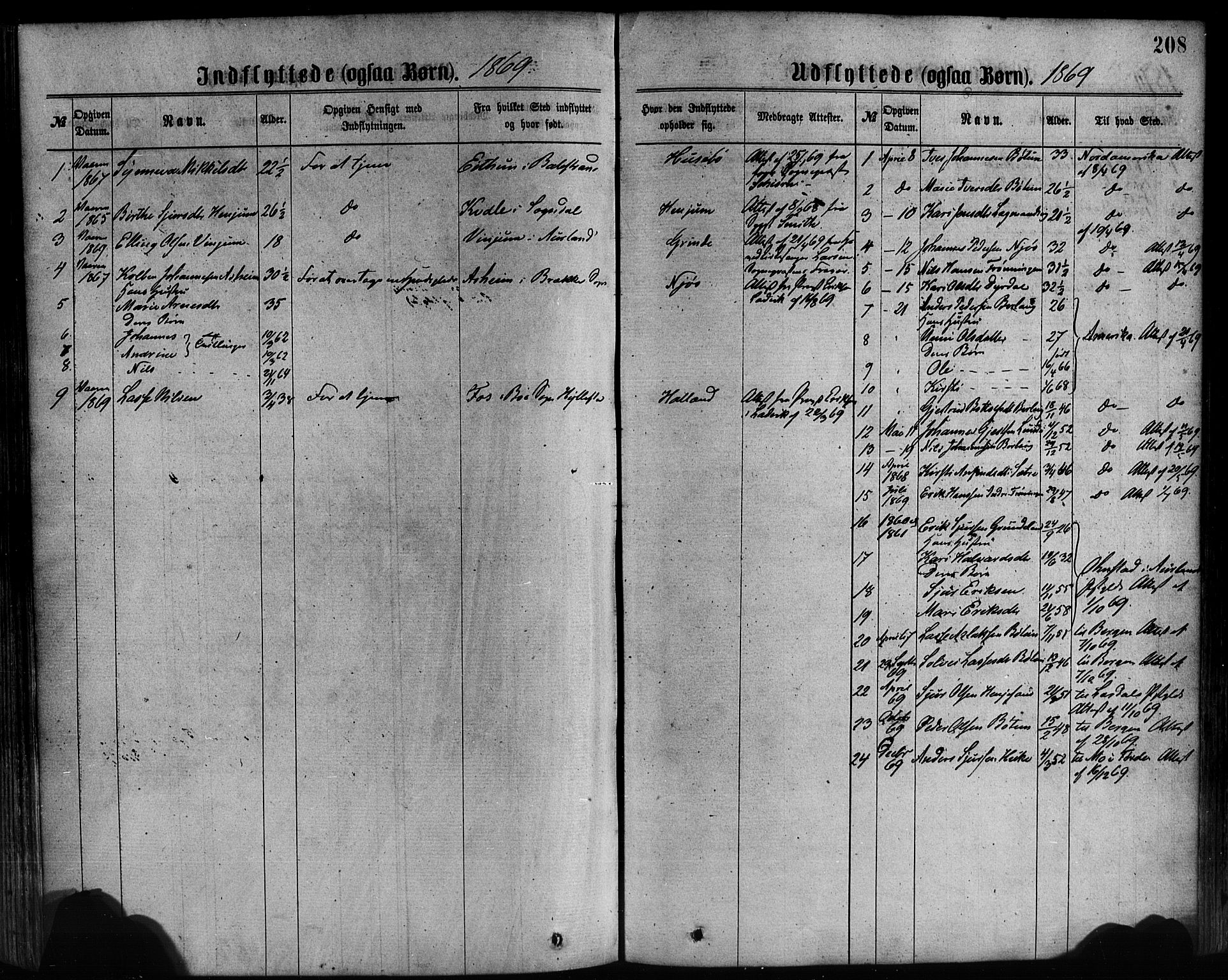 Leikanger sokneprestembete, SAB/A-81001: Parish register (official) no. A 9, 1869-1888, p. 208