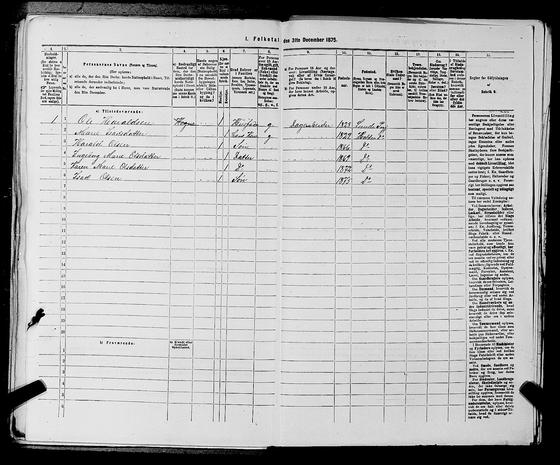 SAKO, 1875 census for 0820P Lunde, 1875, p. 647