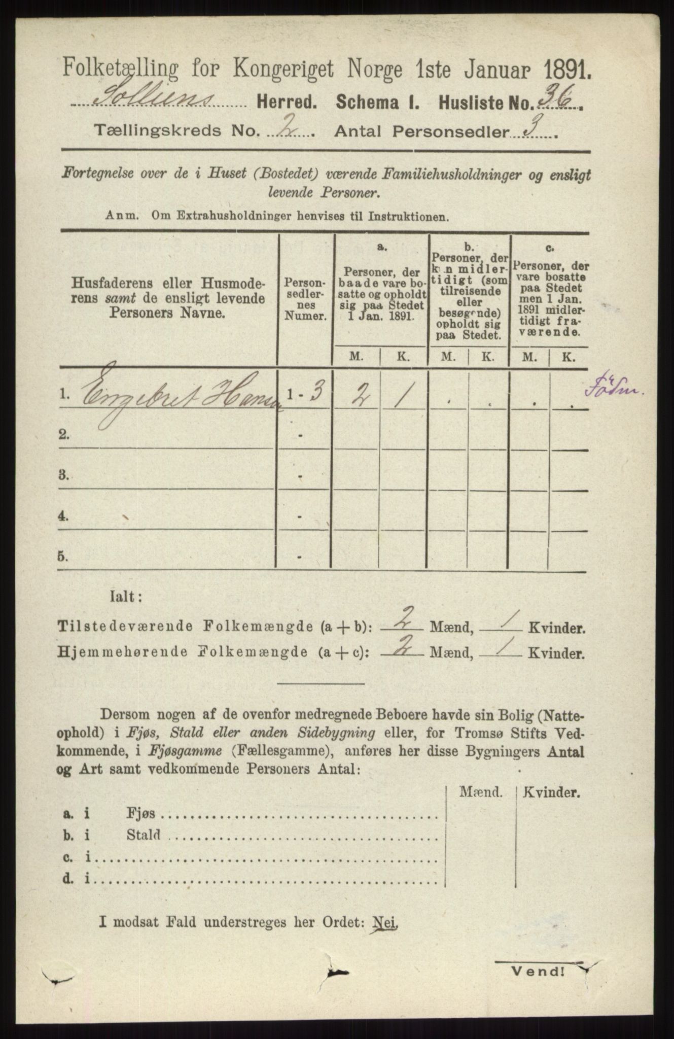 RA, 1891 census for 0431 Sollia, 1891, p. 404