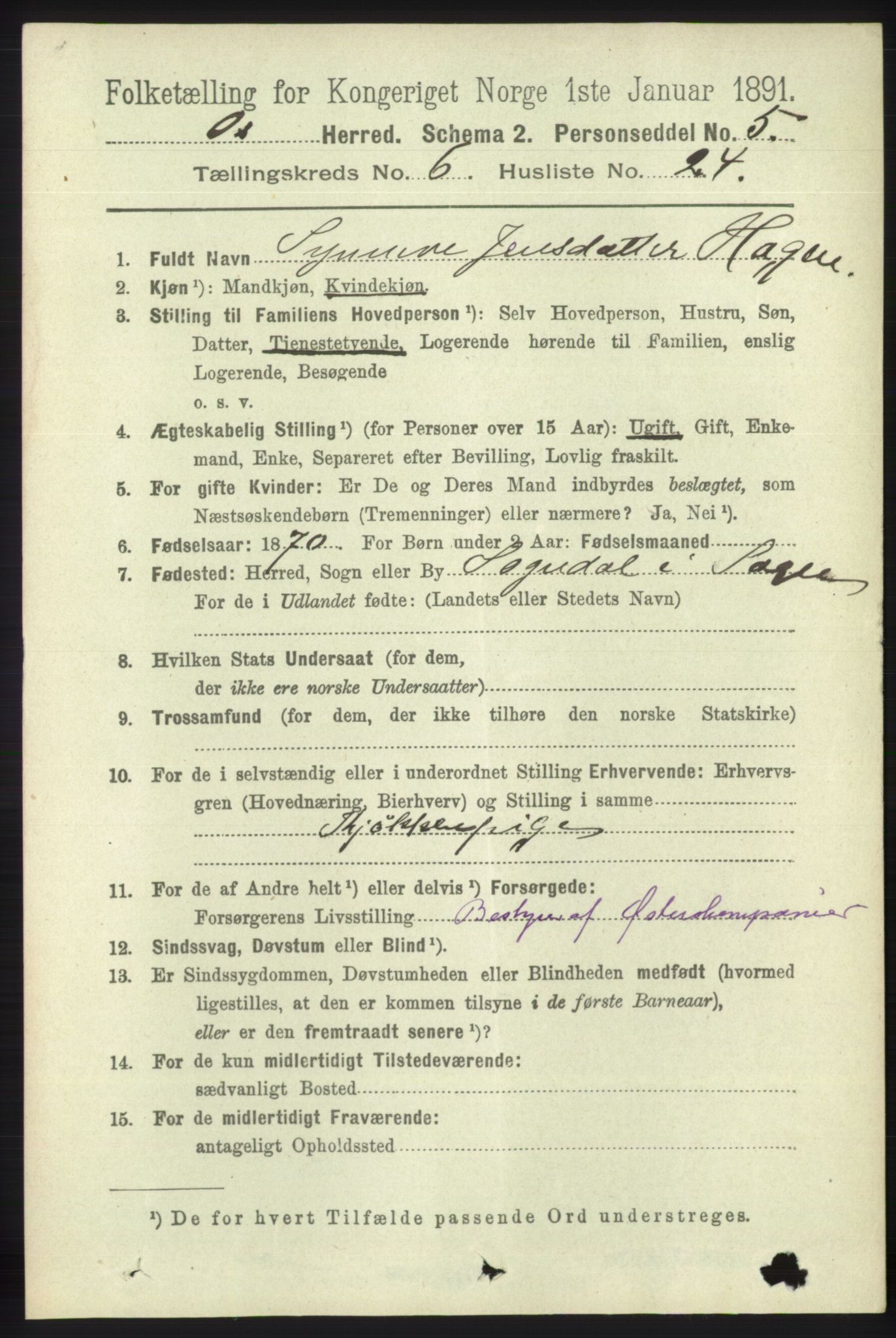 RA, 1891 census for 1243 Os, 1891, p. 1576