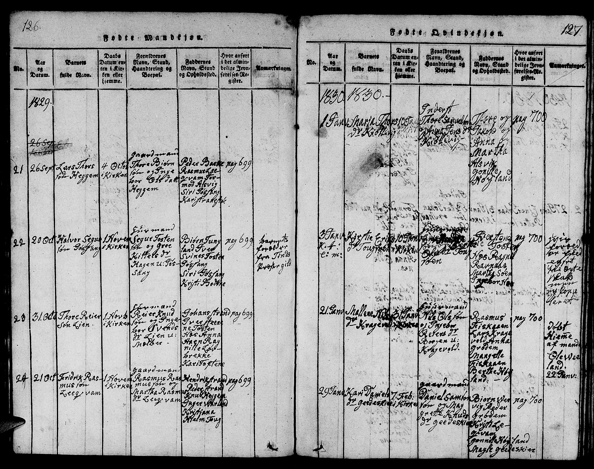 Strand sokneprestkontor, SAST/A-101828/H/Ha/Hab/L0001: Parish register (copy) no. B 1, 1816-1854, p. 126-127