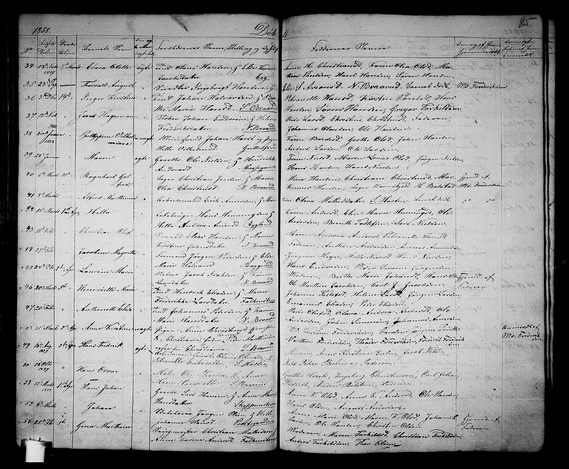 Borre kirkebøker, AV/SAKO-A-338/G/Ga/L0002: Parish register (copy) no. I 2, 1852-1871, p. 85