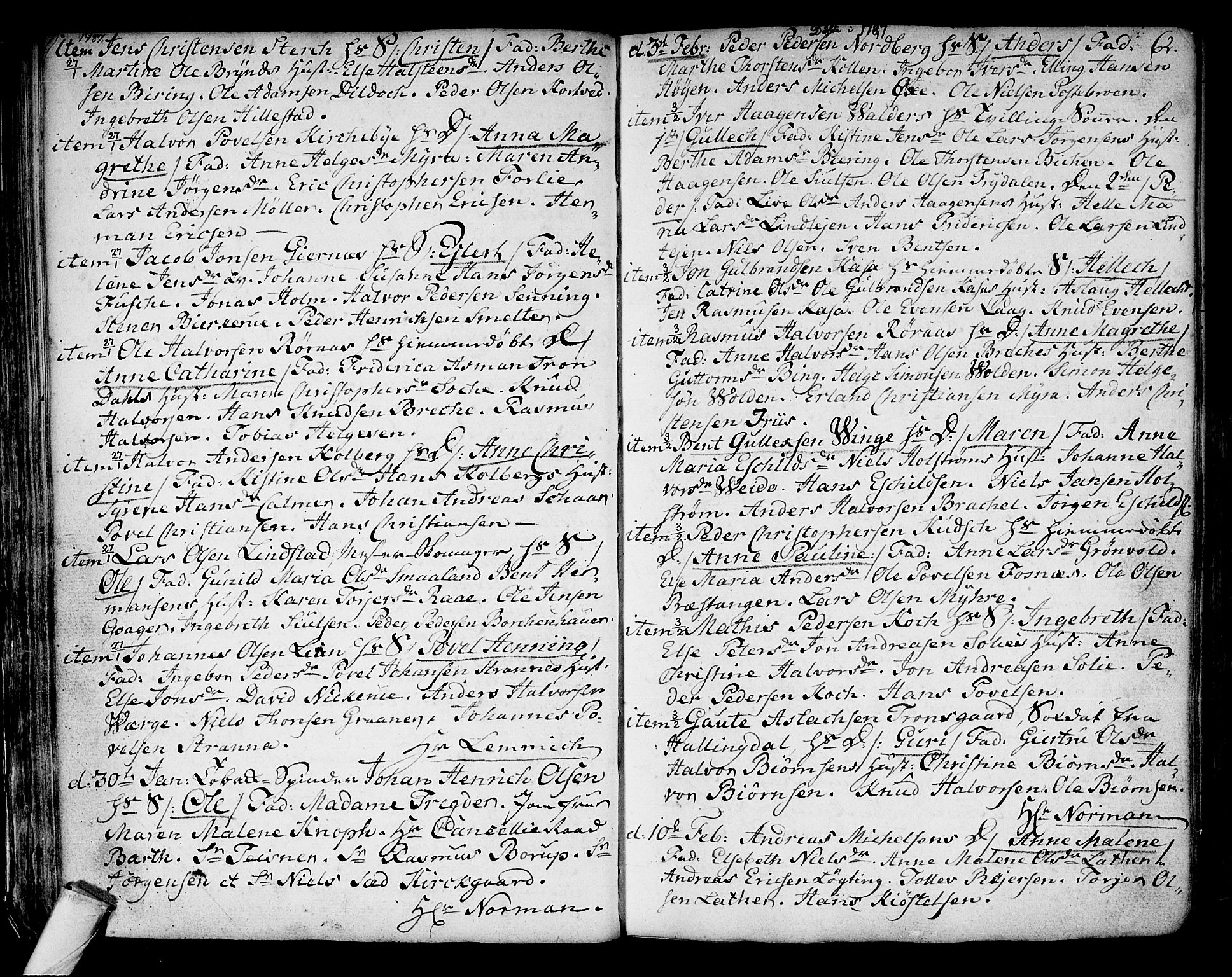 Kongsberg kirkebøker, SAKO/A-22/F/Fa/L0006: Parish register (official) no. I 6, 1783-1797, p. 62