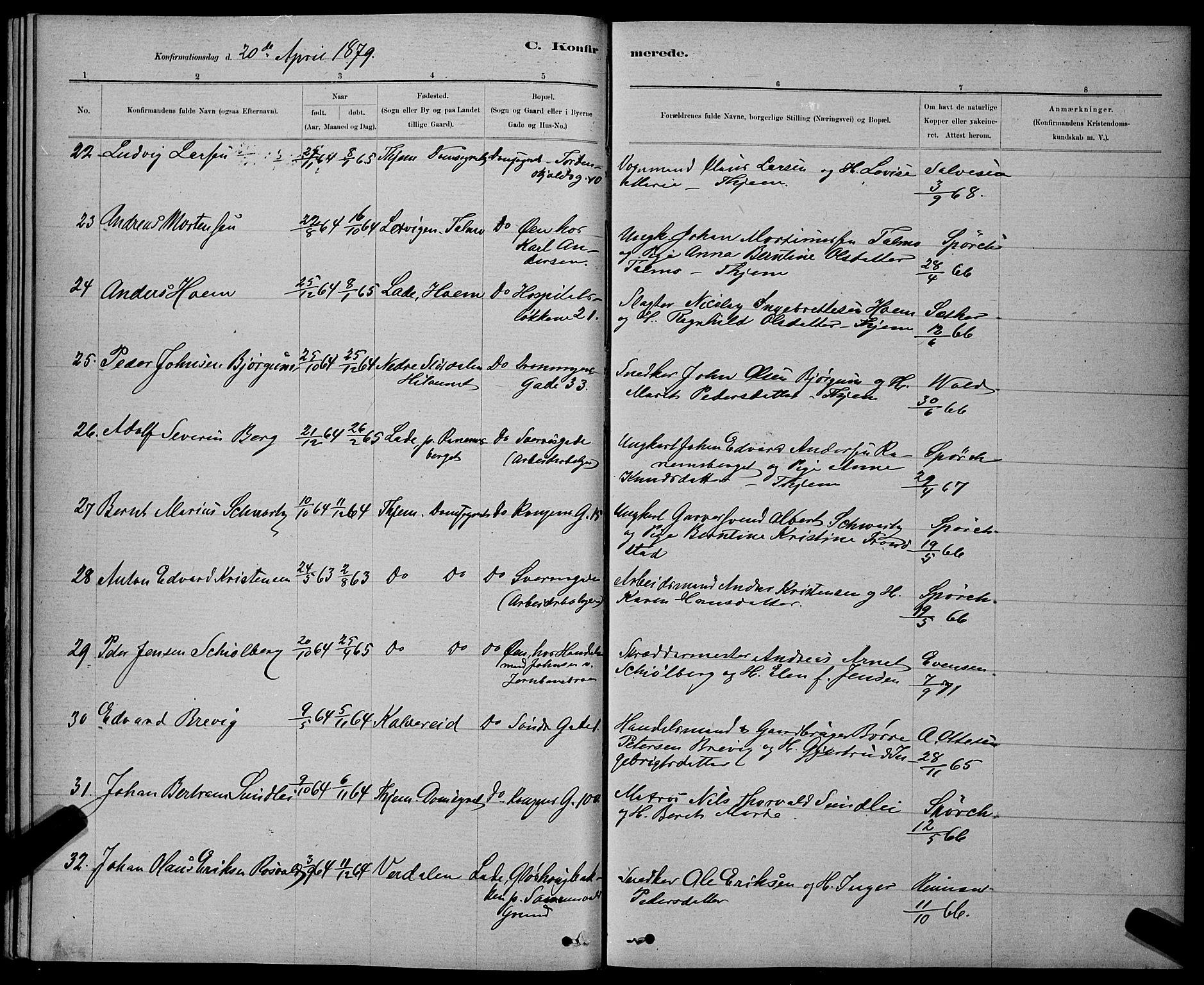 Ministerialprotokoller, klokkerbøker og fødselsregistre - Sør-Trøndelag, AV/SAT-A-1456/601/L0091: Parish register (copy) no. 601C09, 1878-1883