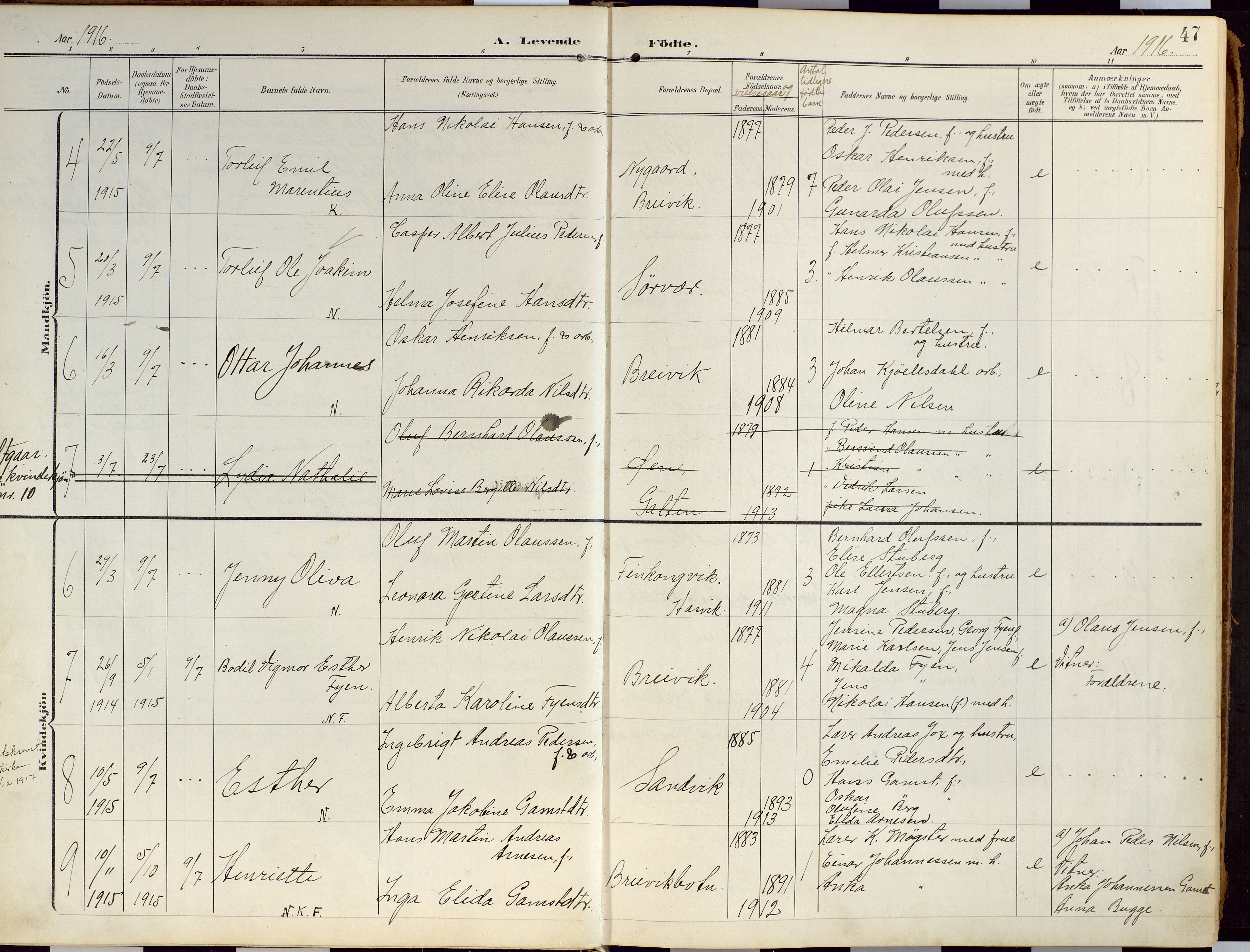 Loppa sokneprestkontor, SATØ/S-1339/H/Ha/L0010kirke: Parish register (official) no. 10, 1907-1922, p. 47